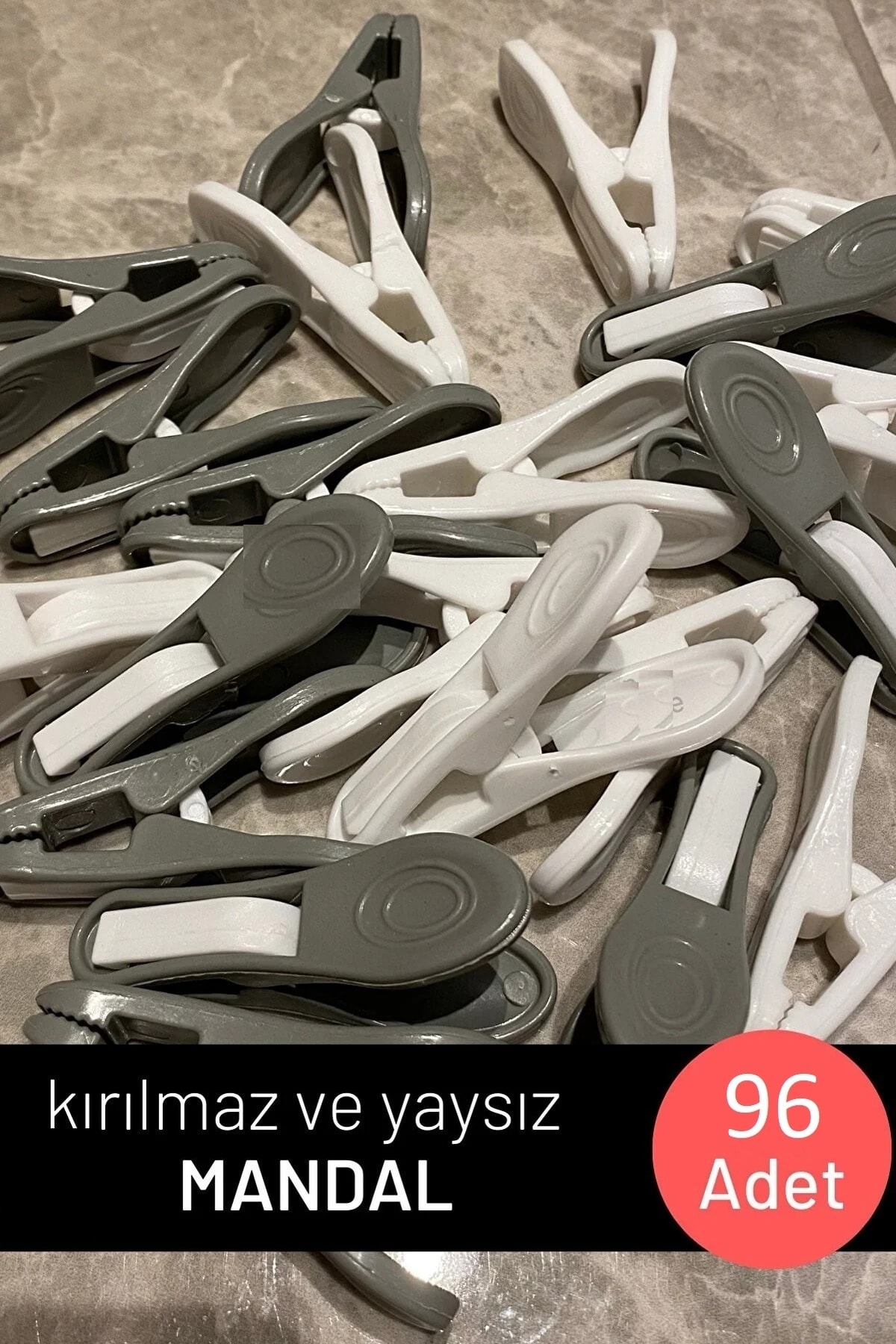 Premium Iz Yapmaz Kırılmaz Paslanmaz Yaysız Çamaşır Mandalı Süper Güçlü 96 Adet 2