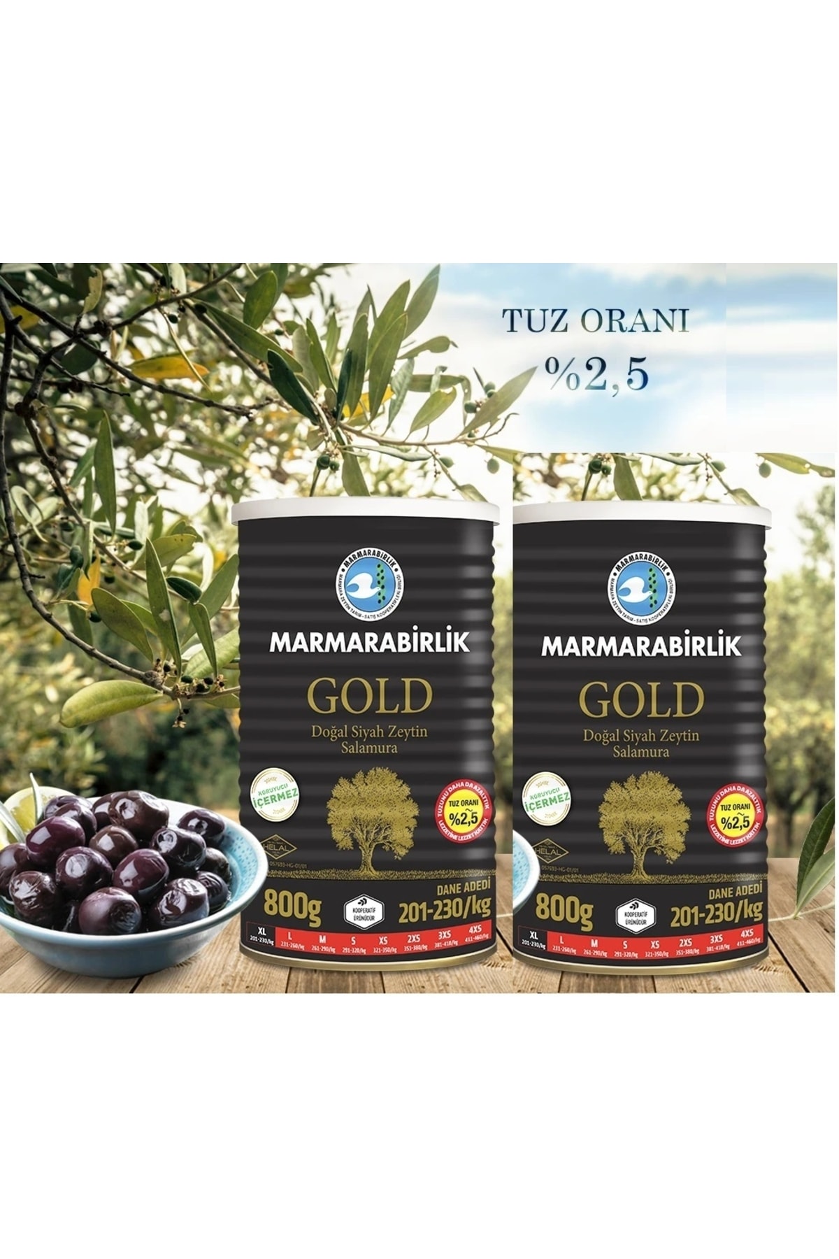 Zeytin Gold Doğal Az Tuzlu Salamura 800 Gr Xl 2 Adet 1