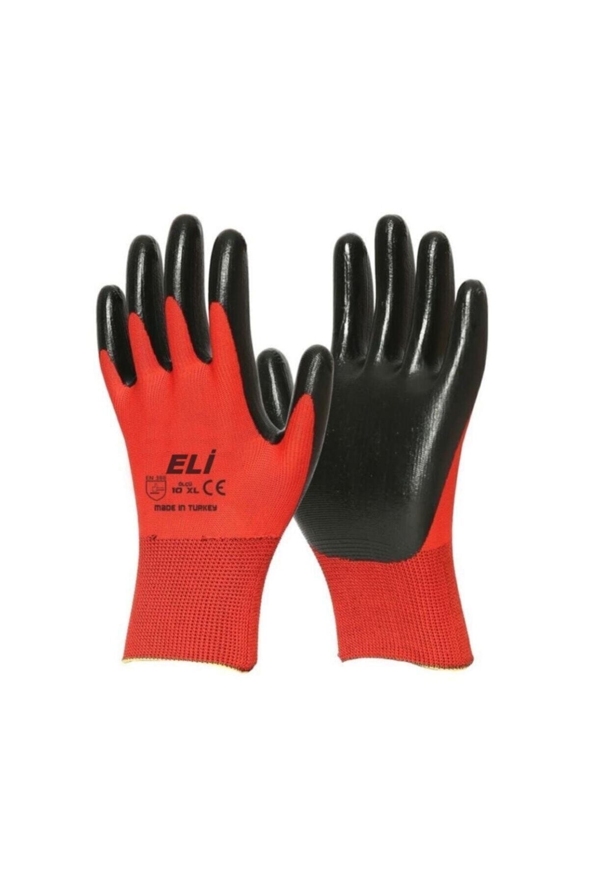 Eli Nitril 007 Iş Eldiveni No:10 Xl 1 Adet Kırmızı-siyah