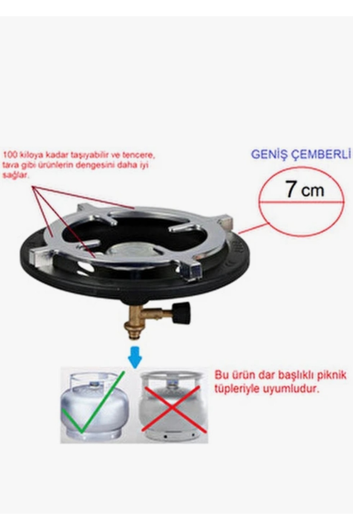 Kamp Ocağı Dar Çember Güçlendirilmiş Tava Koyma Balık Piknik Tüpü Kamp Başlık Renk 7Cm 4