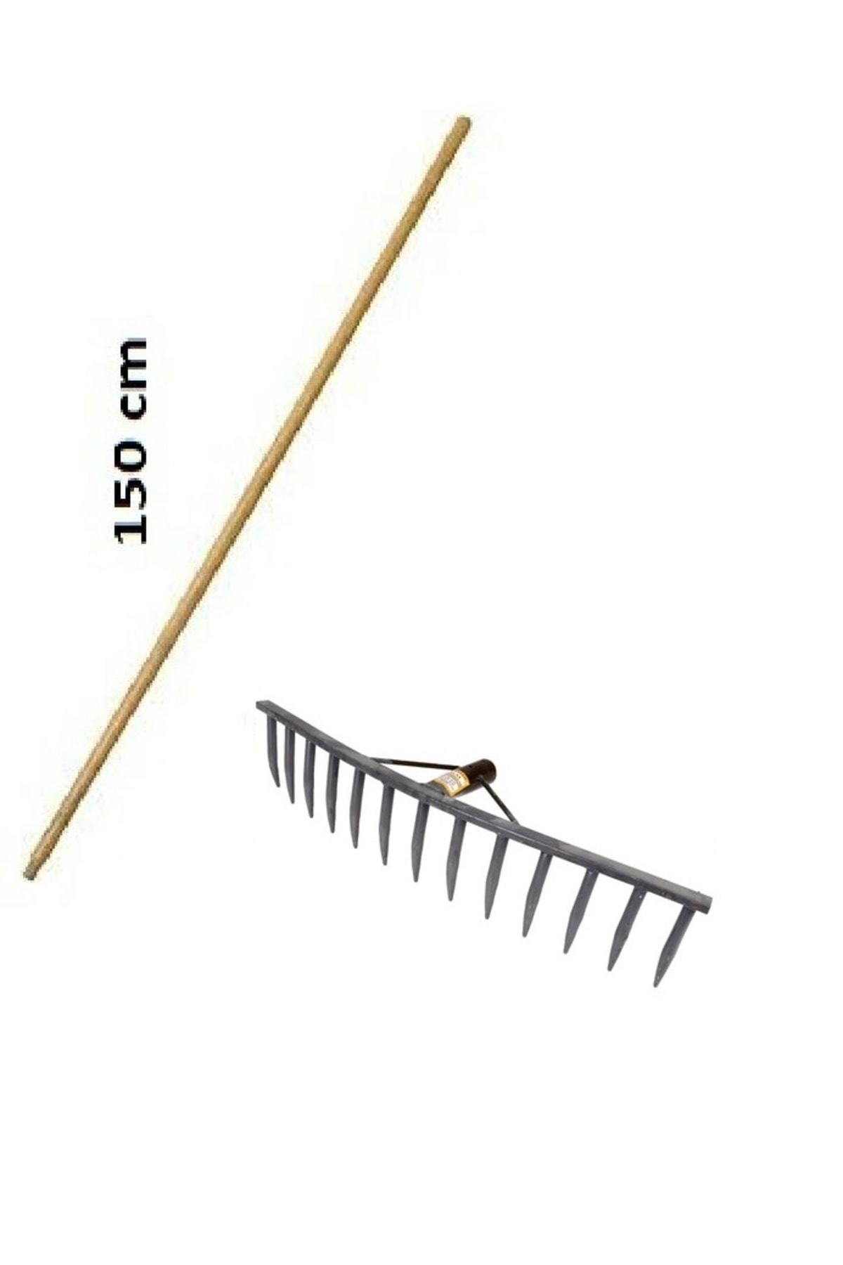 Takviyeli Demir Tırmık Kalın 13 Dişli + 150 Cm Tırmık Sapı Kombine Set 1