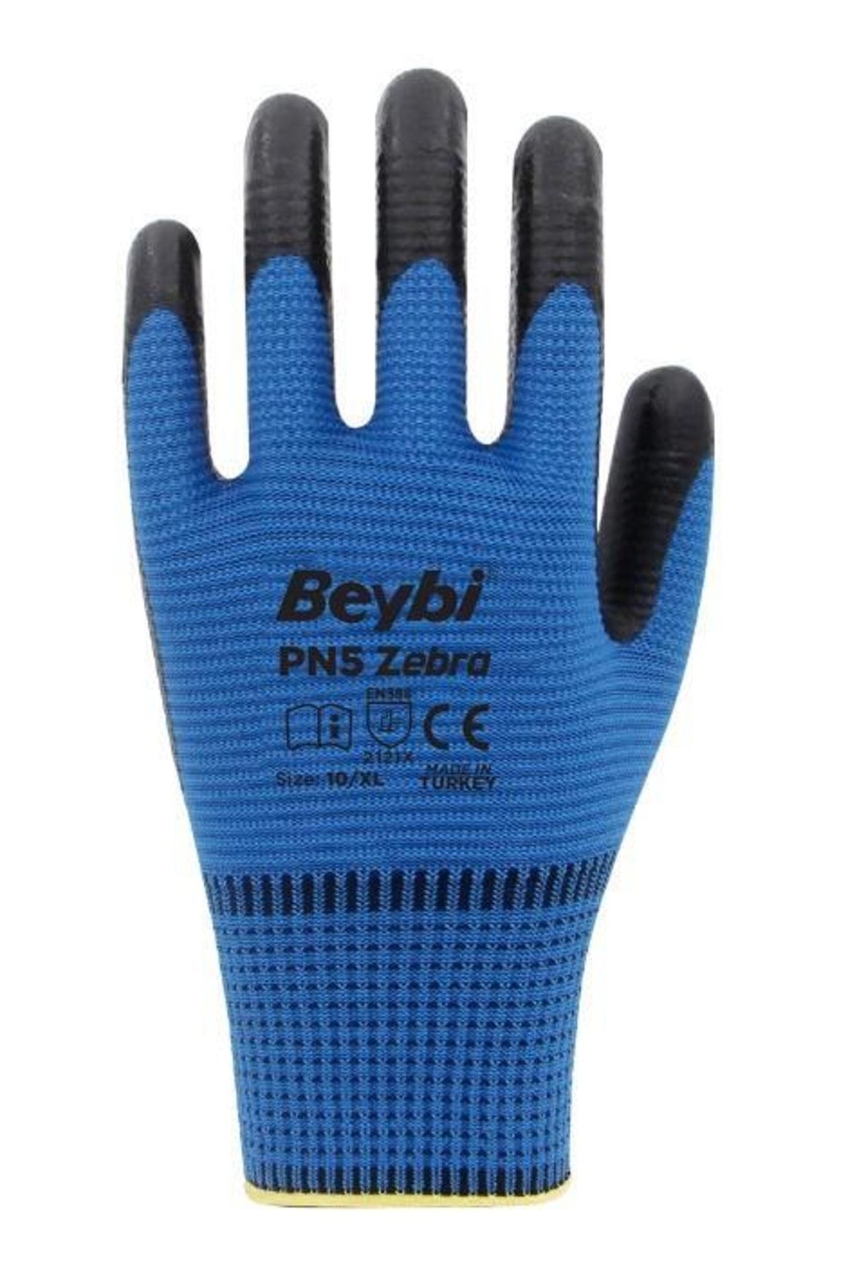 Pn5 Zebra Mavi Nitril Kaplı Örgü Polyester Iş Eldiveni 2