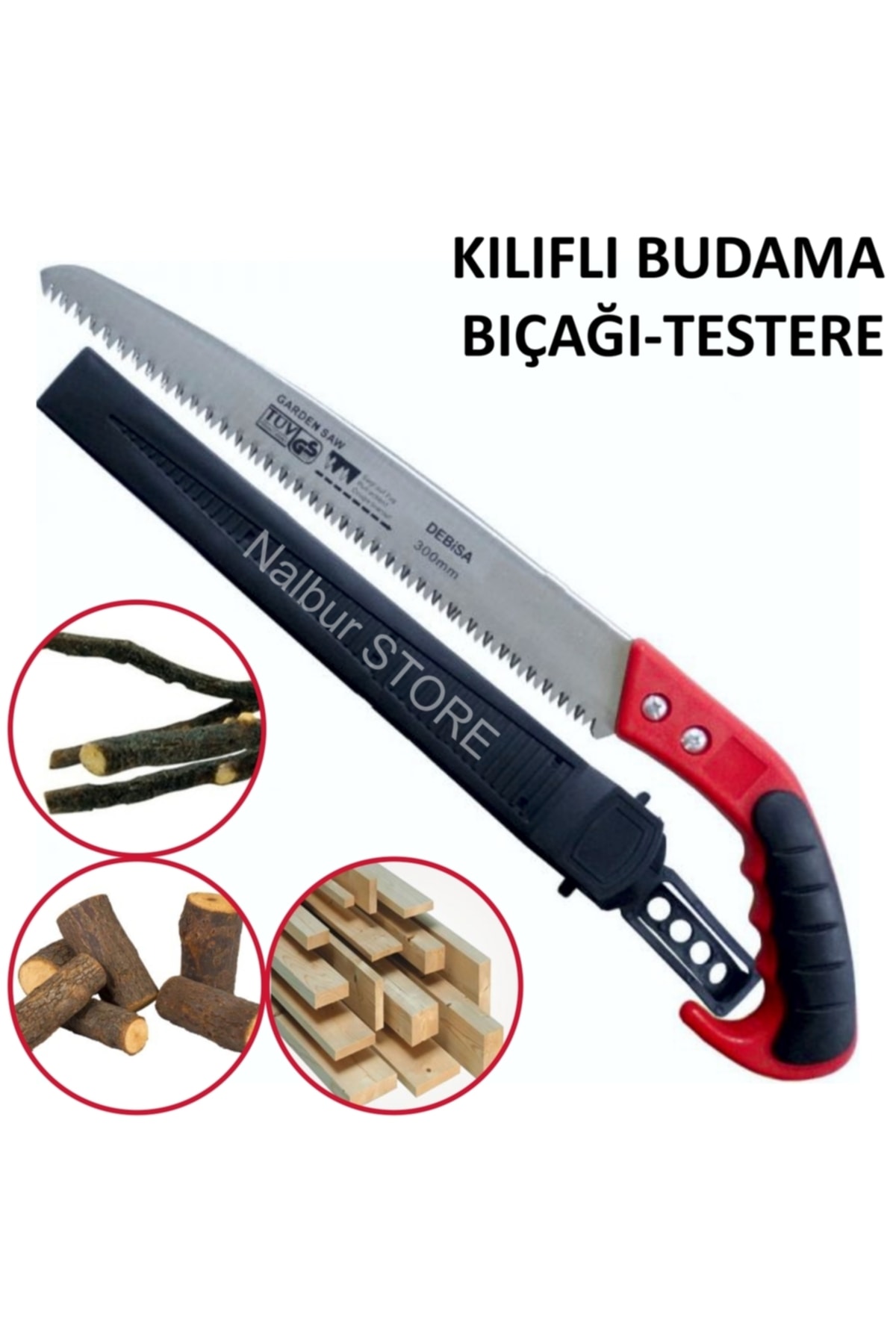 Profesyonel Dal Budama Testeresi Bağ Bahçe Ağaç Testeresi Kılıflı 30cm-çelik Çapraz Kurt Dişli 3