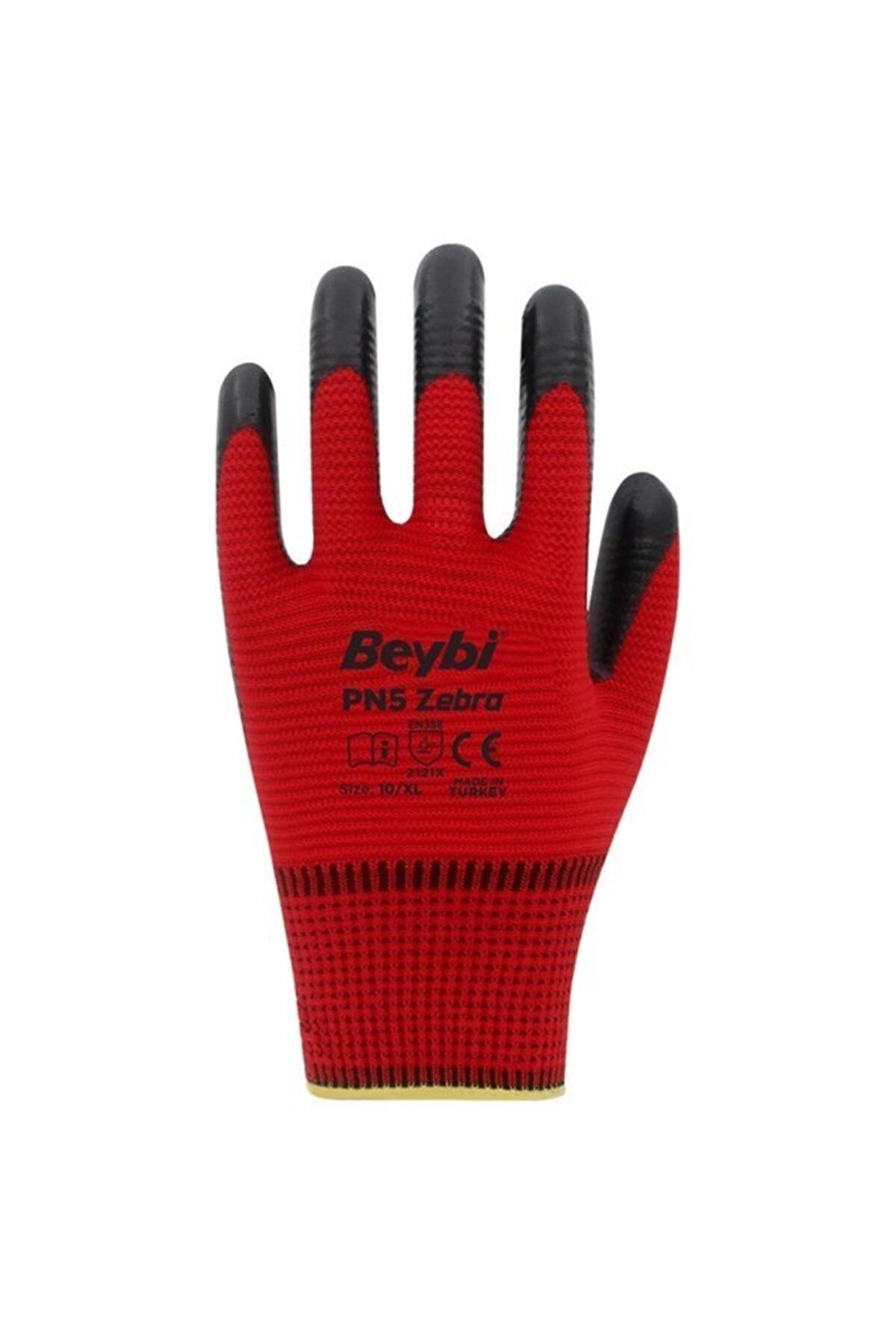 Kırmızı Polyester Örme Nitril Eldiven 2