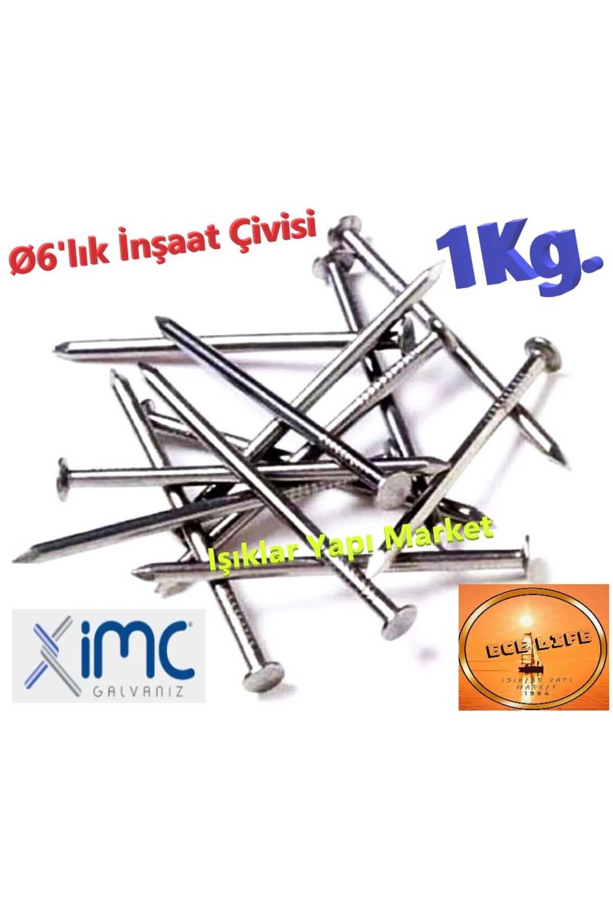6'lık 1 Kg Inşaat, Tahta Ve Ahşap Çivisi - 1 kg - 6 cm - 6'