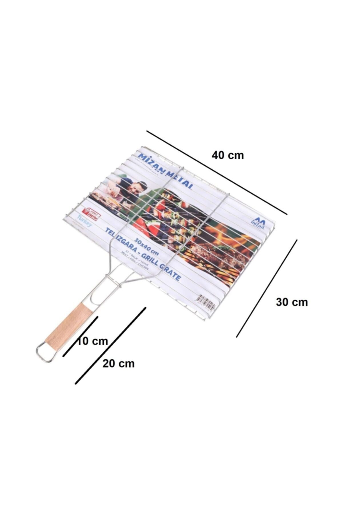 Mangal Et Tavuk Balık Izgara Kafesli 30x40 Ağaç Saplı Yelpaze Hediyeli 2