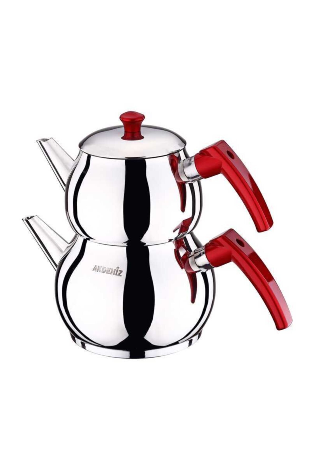 Küre Kırmızı Bakalit Kulp Çaydanlık KENDİNDEN SÜZGEÇLİ ÇELİK 1.15 LT - 1