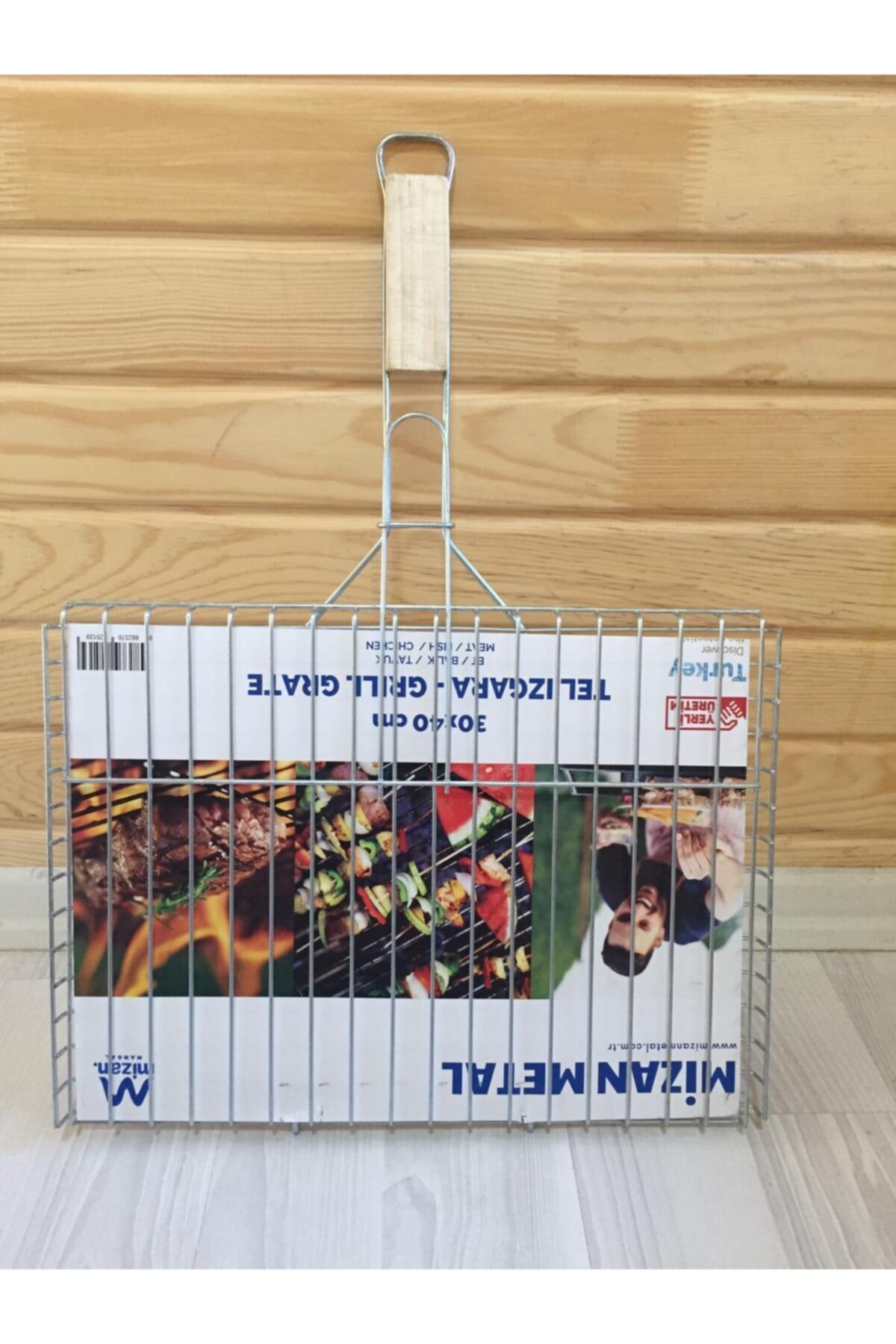 Mizan Metal Ağaç Saplı Et Balık Tavuk Izgara Teli 30x40 cm 3