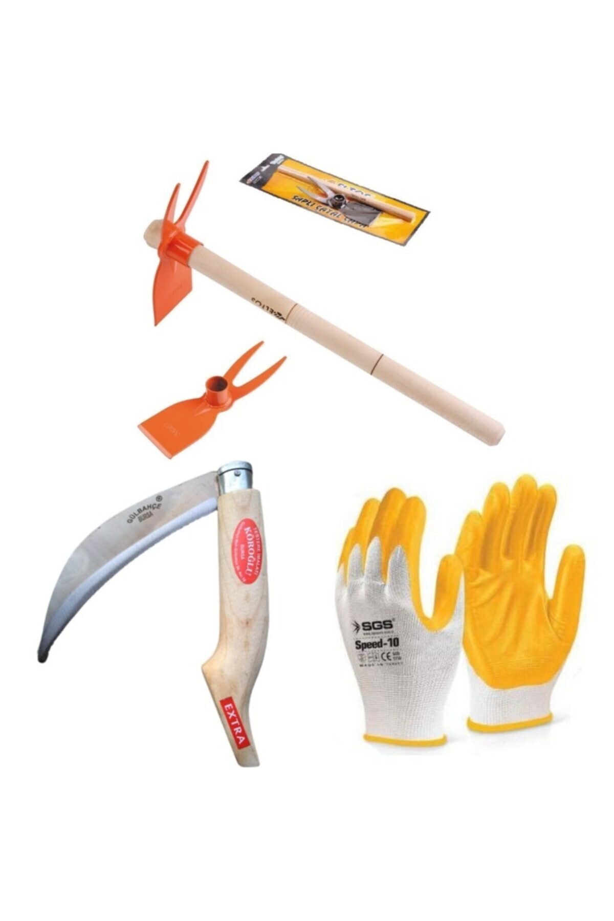 Bahçe El Aletleri 3 Parça Bahçe Çapası + Bahçe Bıçkısı + Çalışma Eldiveni 1