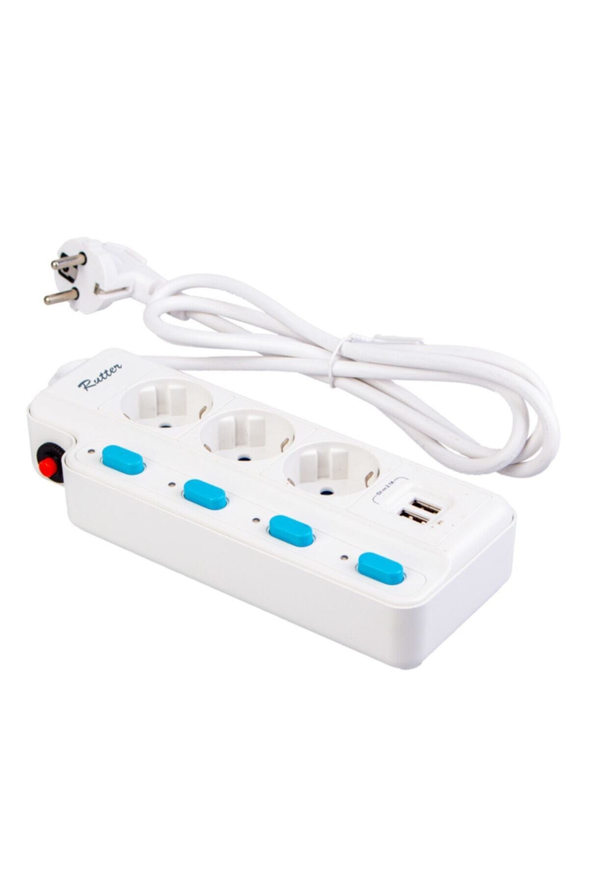 Akım Korumalı 3'lü Priz Çift Usb 5 Anahtarlı 1.5mt Fra-105u