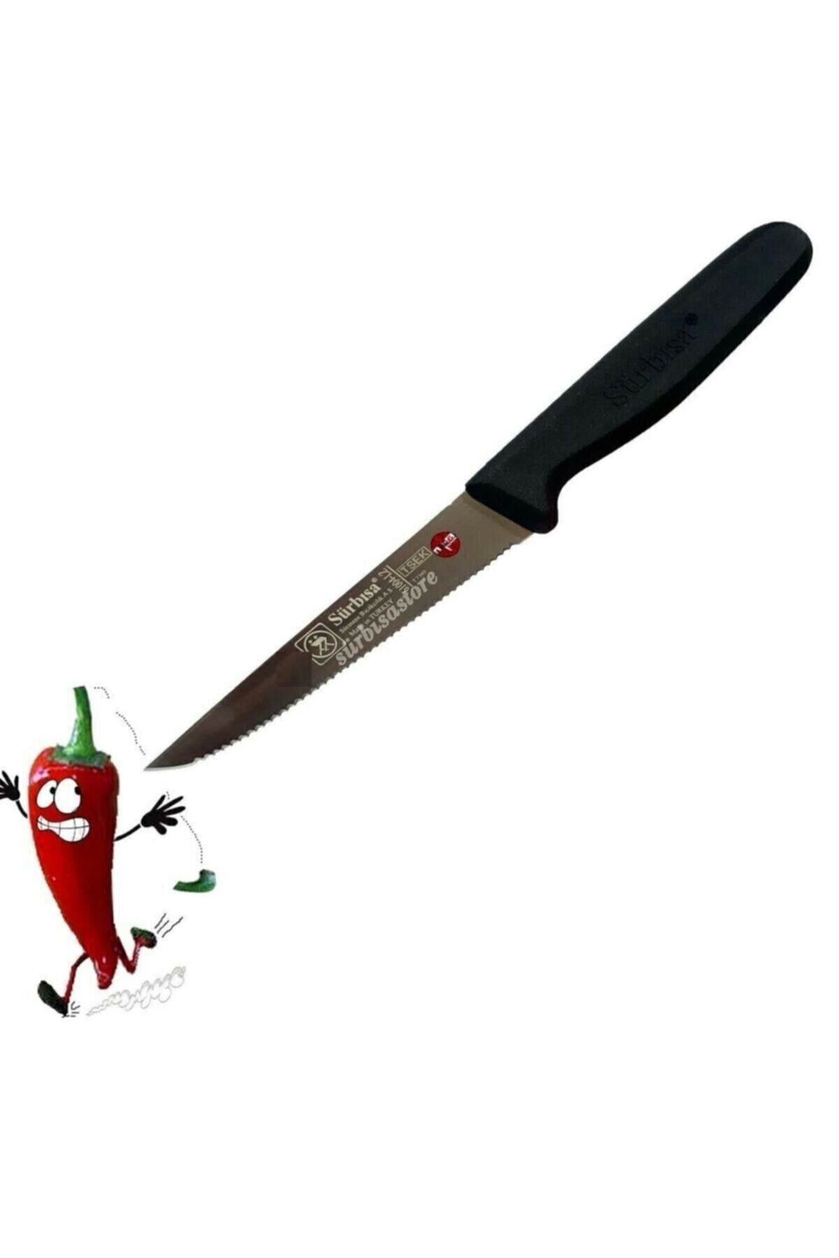 61004 Lazerli Tırıklı Sebze Bıçağı 9,5 cm Siyah 3