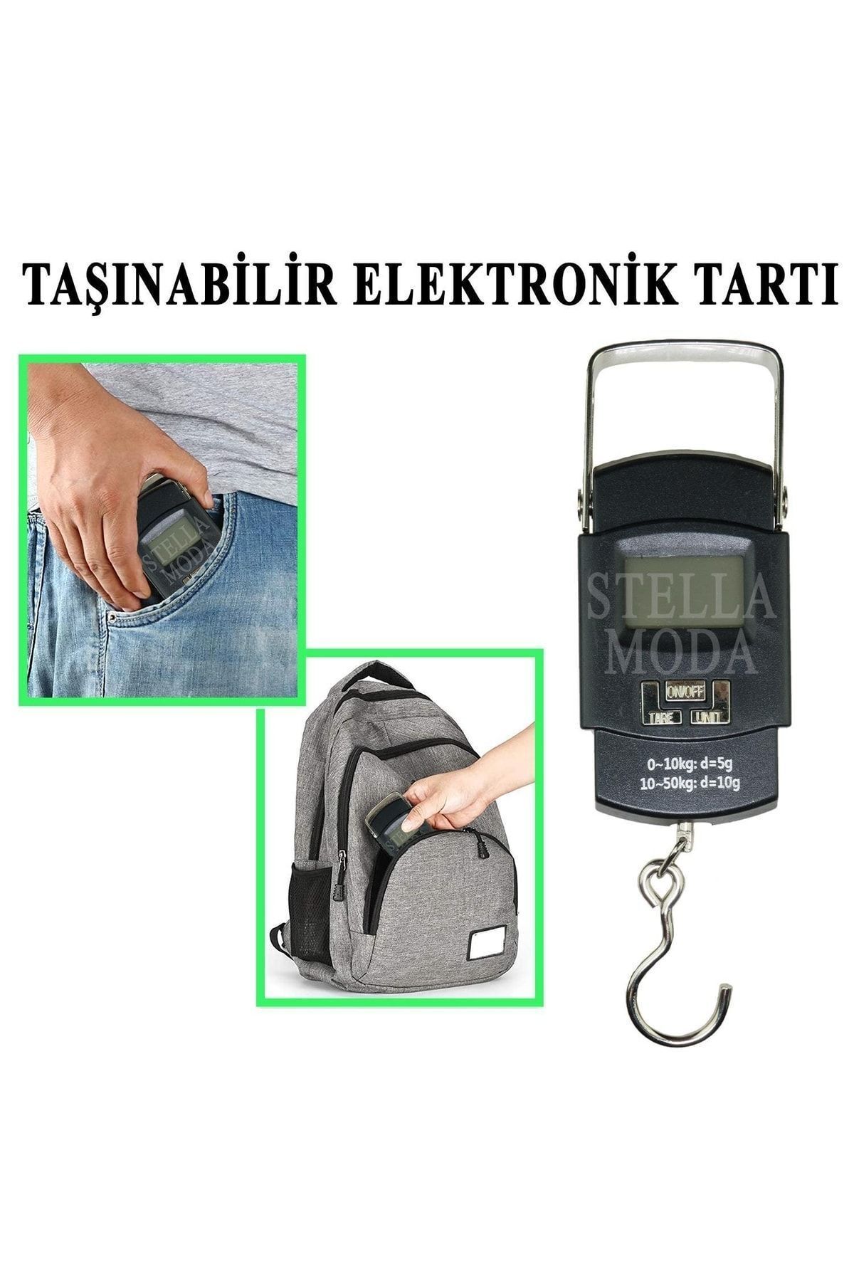 El Kantarı 50 Kg Kapasiteli Portatif Kancalı El Tartısı Dijital Lcd Ekranlı Kantar Tartı 4