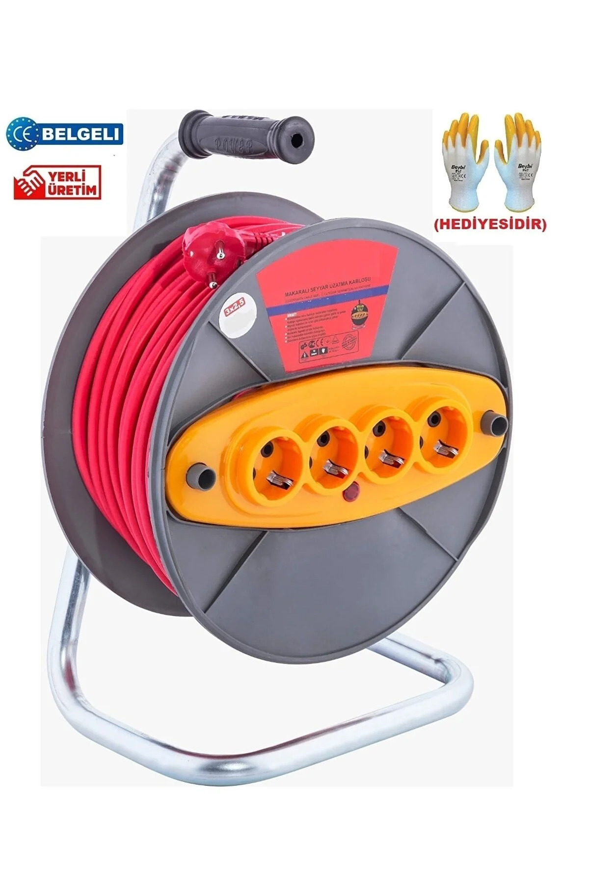 Seyyar Makaralı Uzatma Kablosu 3x2,5mm 20 Metre 1