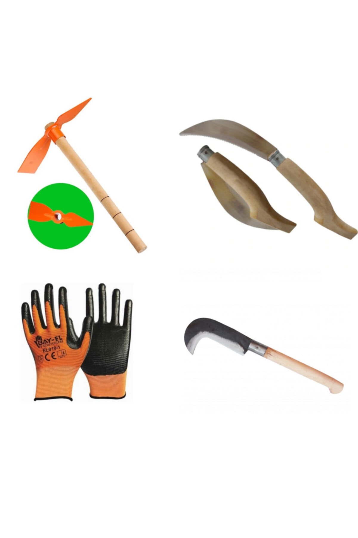 Bahçe El Aletleri 4'lü Süper Bahçe Seti (çapa+bıçak+eldiven+orak)