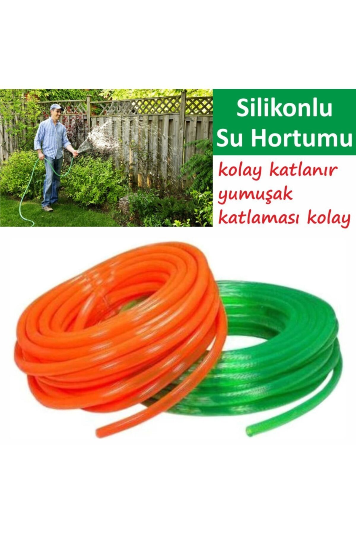 Silikonlu Bahçe Hortumu 20 Metre+Hortum Askısı+Vida+Velepçe-Hortumunuz Düzenli Şekilde Askıda Durur 5