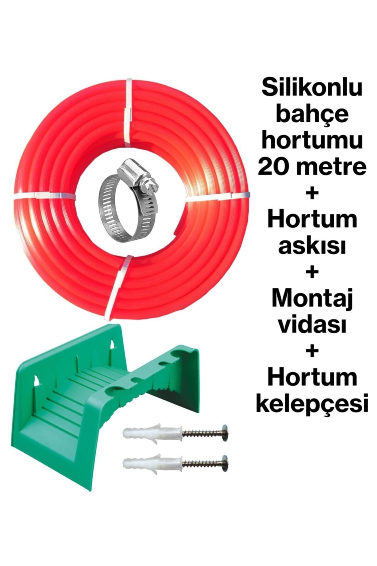 Silikonlu Bahçe Hortumu 20 Metre+Hortum Askısı+Vida+Velepçe-Hortumunuz Düzenli Şekilde Askıda Durur 2