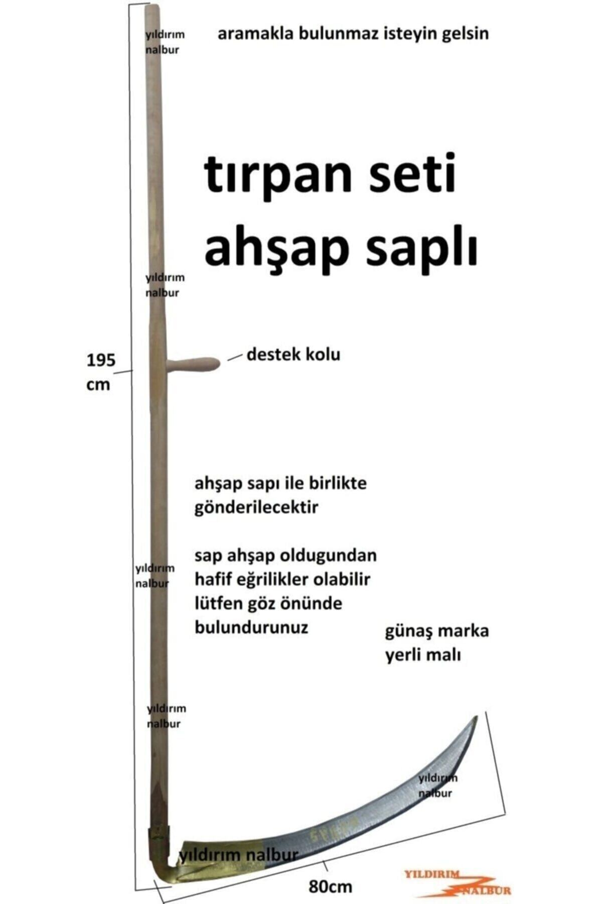 Günaş Tırpan 80 Lik Büyük Boy Ağaç Saplı Takım Ahşap Saplı Duble Ot Diken Biçme Orak 2