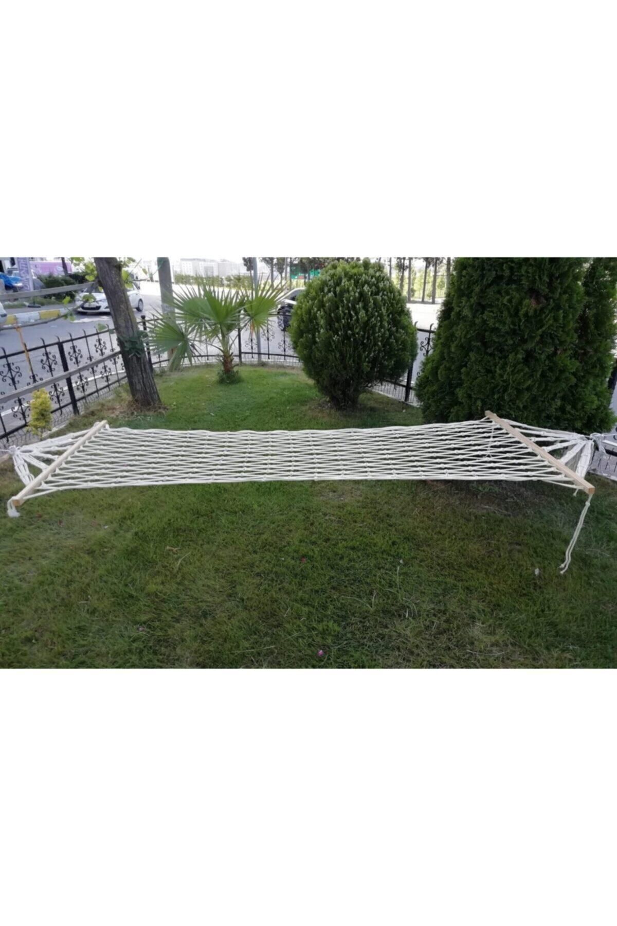 Beyaz Tek Kişilik Çift Örgülü Pamuk Hamak