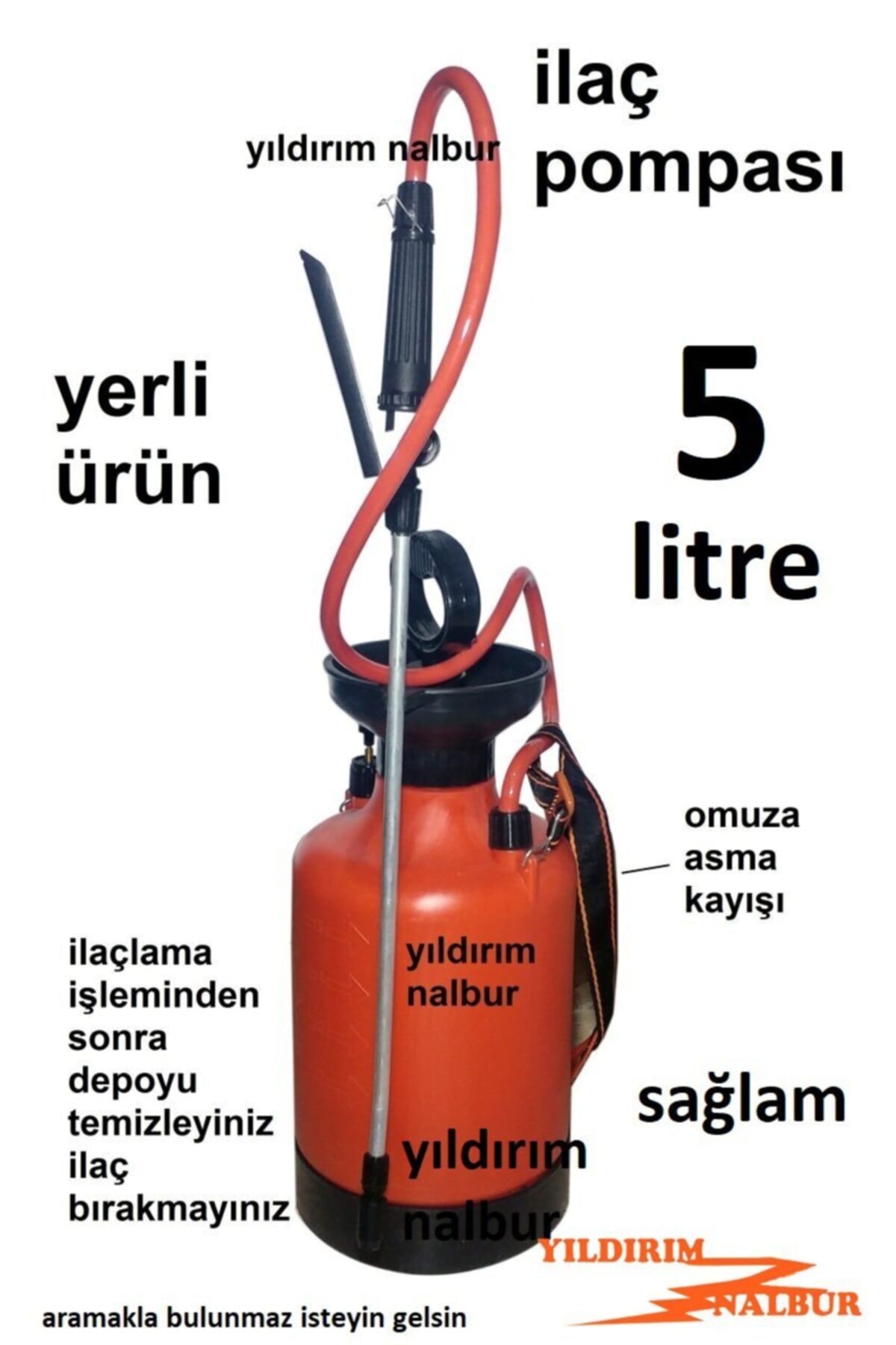 İLAÇ POMPASI 5 LİTRE YERLİ KALİTELİ İLAÇLAMA POMPA PÜSKÜRTME 2