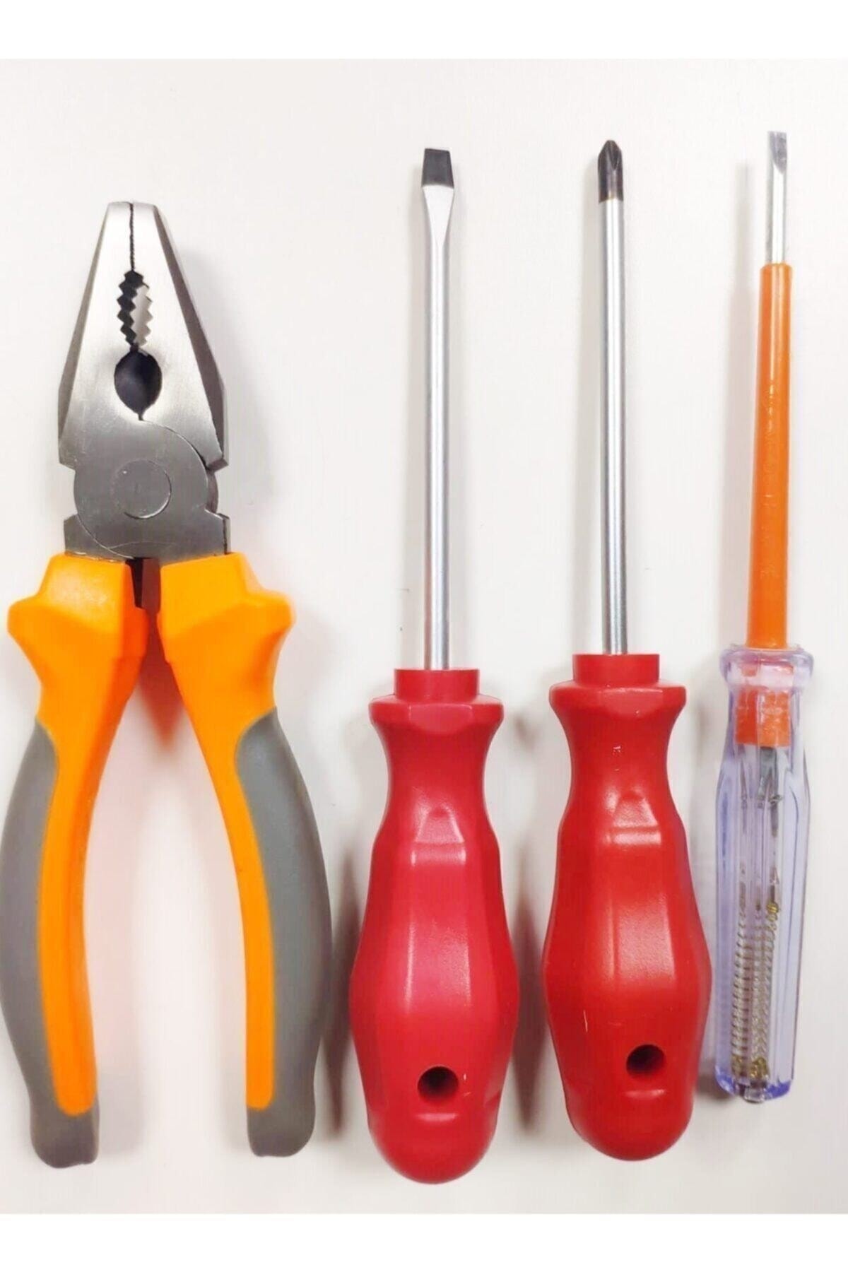 11 Cm Pense Kontrol Kalemi Düz Yıldız Tornavida 4 Lü Set - 1