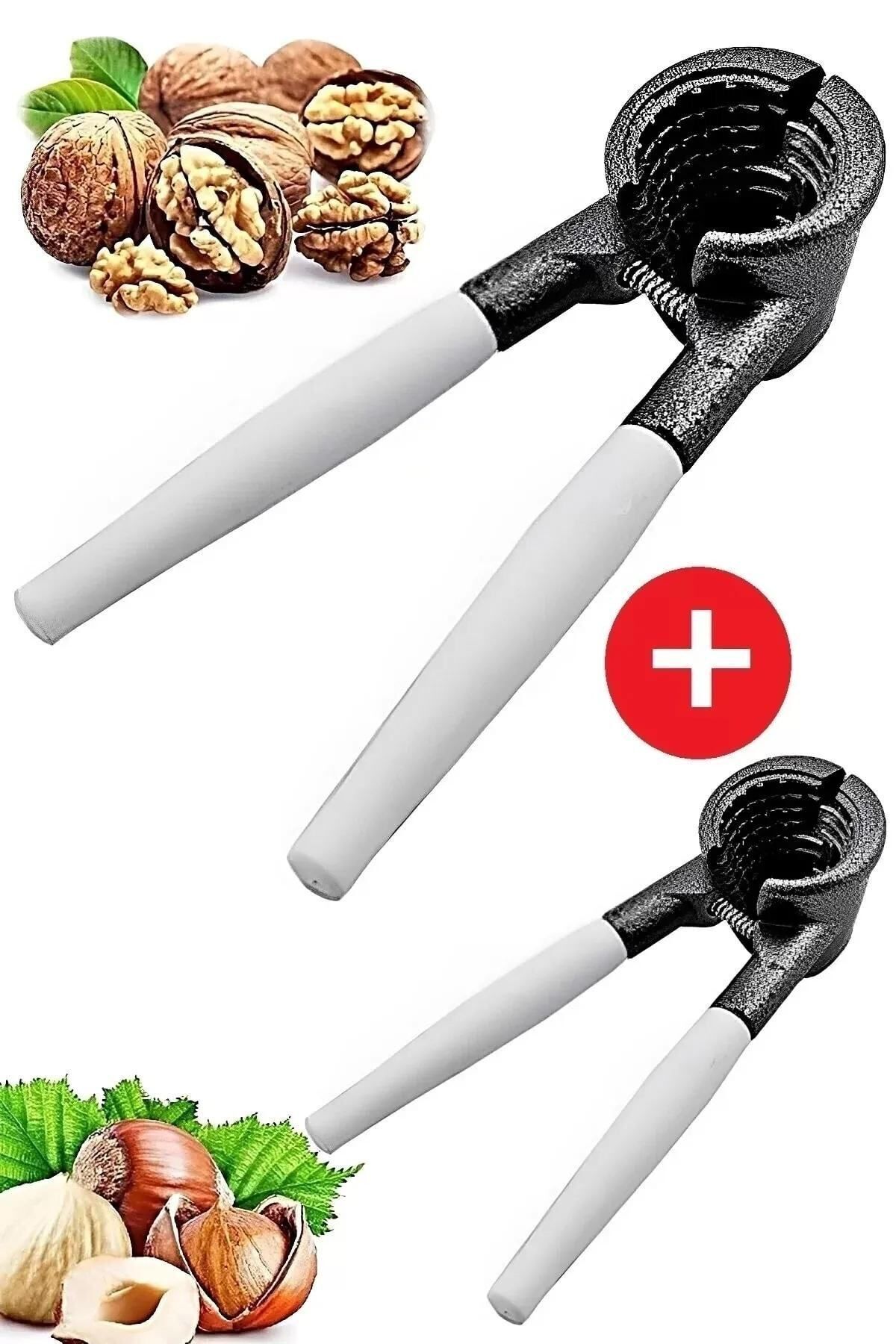2,li Sert Plastik Beyaz Saplı Döküm 2li Ceviz Ve Fındık Kıracağı Seti 2 Adet 2