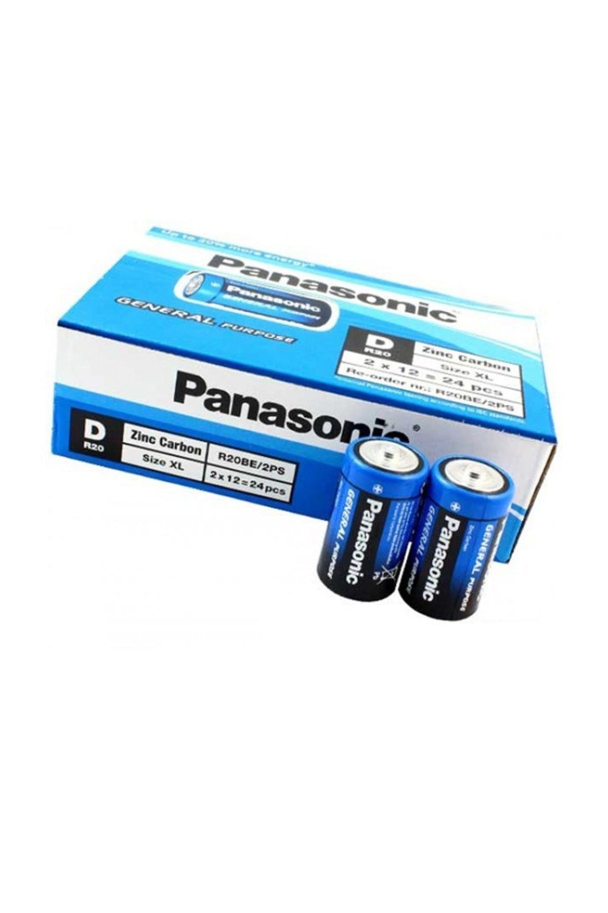 Panasonic Çinko Karbon Büyük Boy Pil (D) R20Be/2Ps (24 Lü Kutu)