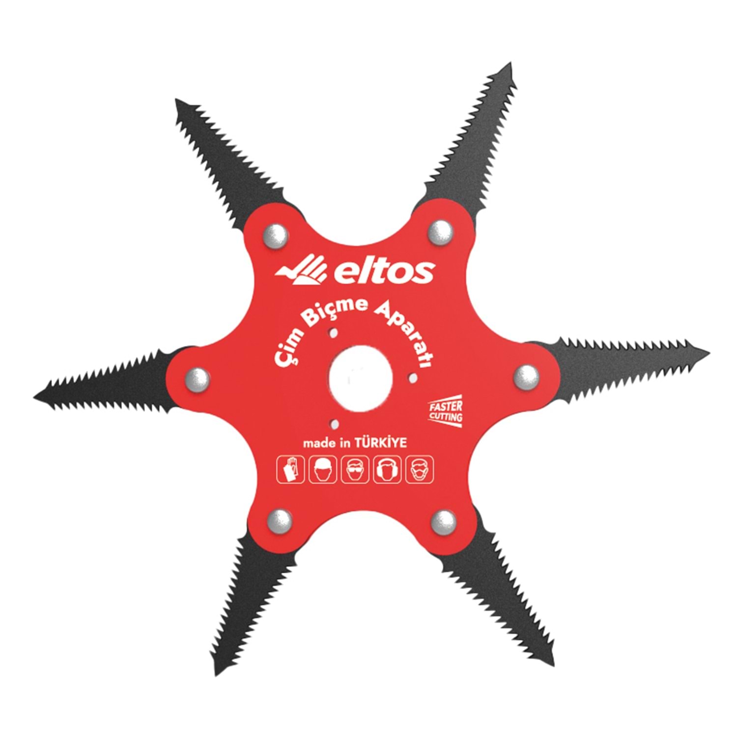 Eltos Çim Biçme Aparatı, 6 Bıçaklı, Ergonomik, Metal, Bahçe Tırpan Makinesi Ek Parça CBA250 
