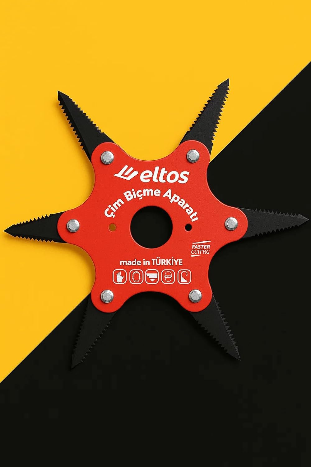 Eltos Çim Biçme Aparatı, 6 Bıçaklı, Ergonomik, Metal, Bahçe Tırpan Makinesi Ek Parça CBA250  3