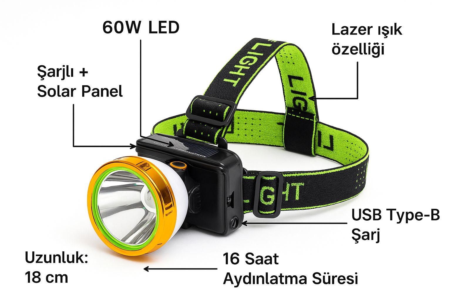 KAFA LAMBASI GOLD SİLVER ŞARJLI PANELLİ 60W METAL GS-475 4