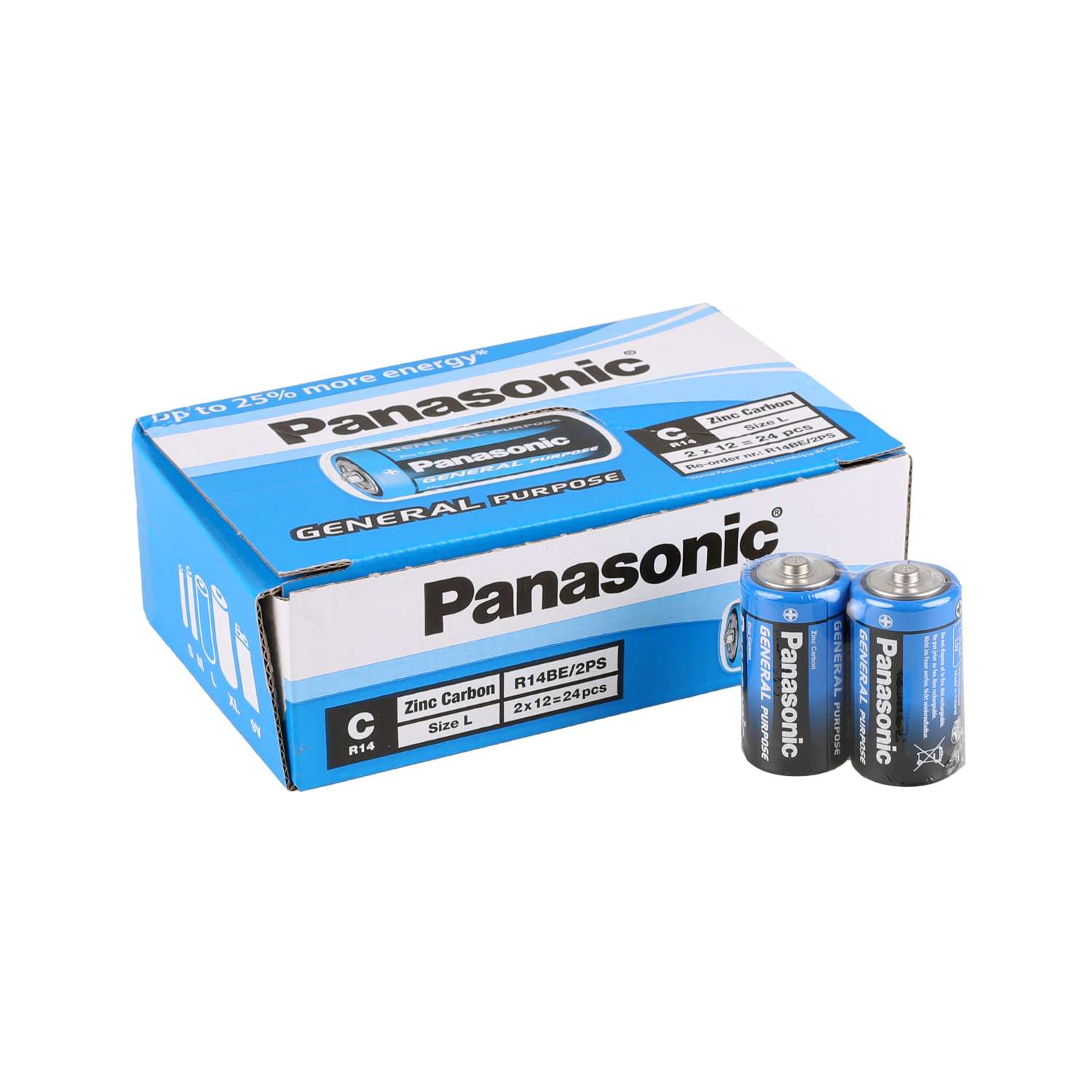 Panasonic R14BE/2PS Manganez Orta C Boy Pil (24'lü Paket) - 1