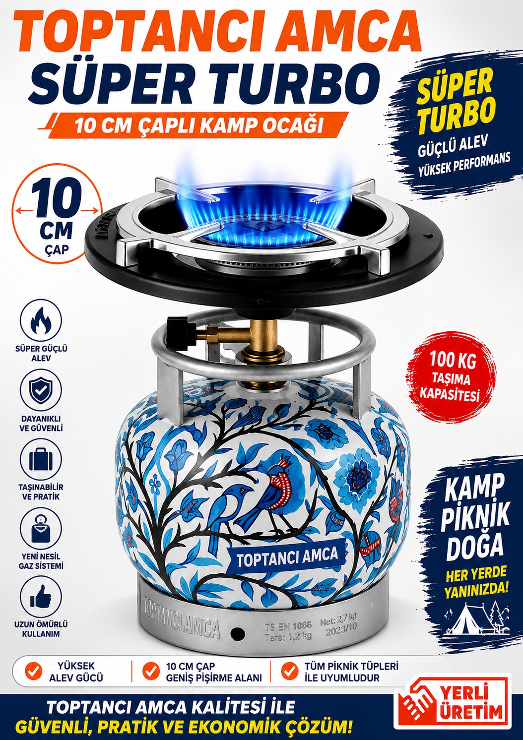 Büro Mekaniker Euro Süper Turbo Kamp Ocak Siyah/Mat ESTAK