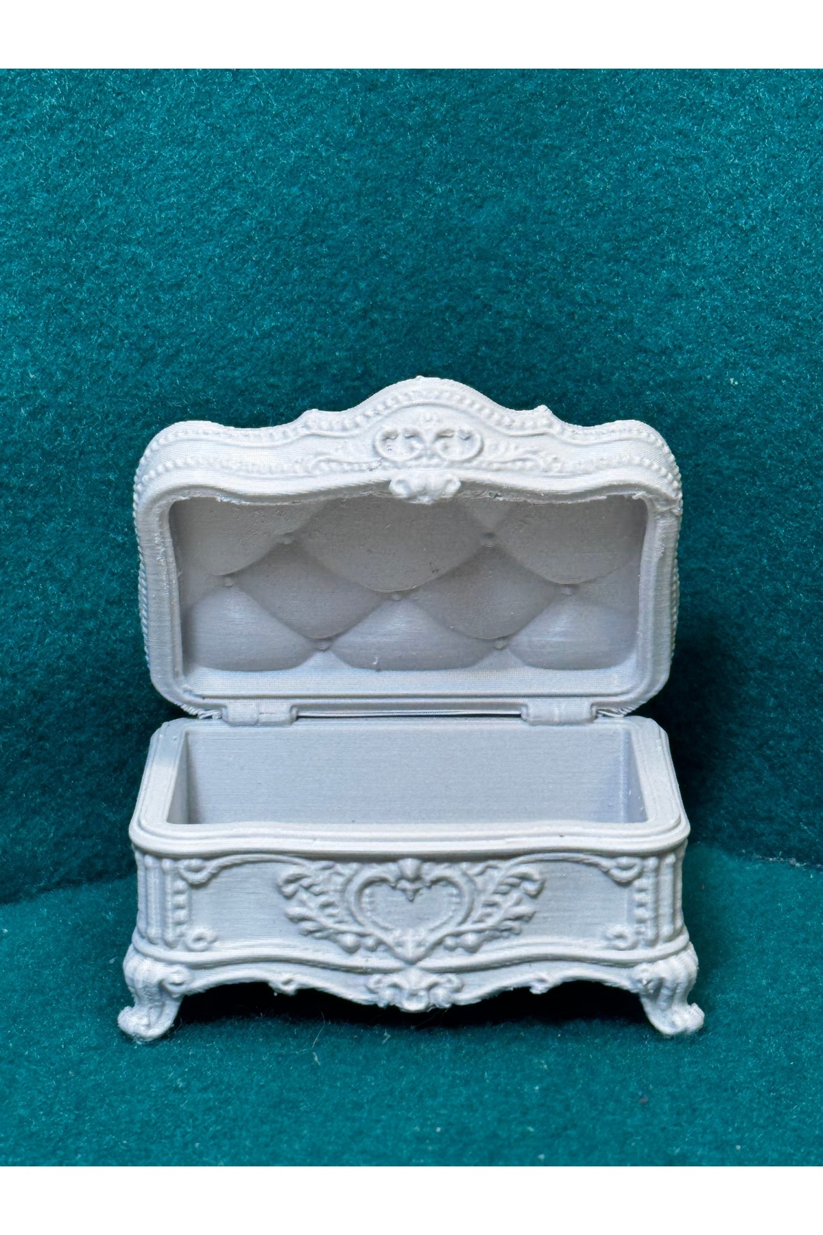 Dekoratif Vintage Takı ve Mücevher Kutusu Kalp Desenli Beyaz Organizer Saklama Kutusu 4