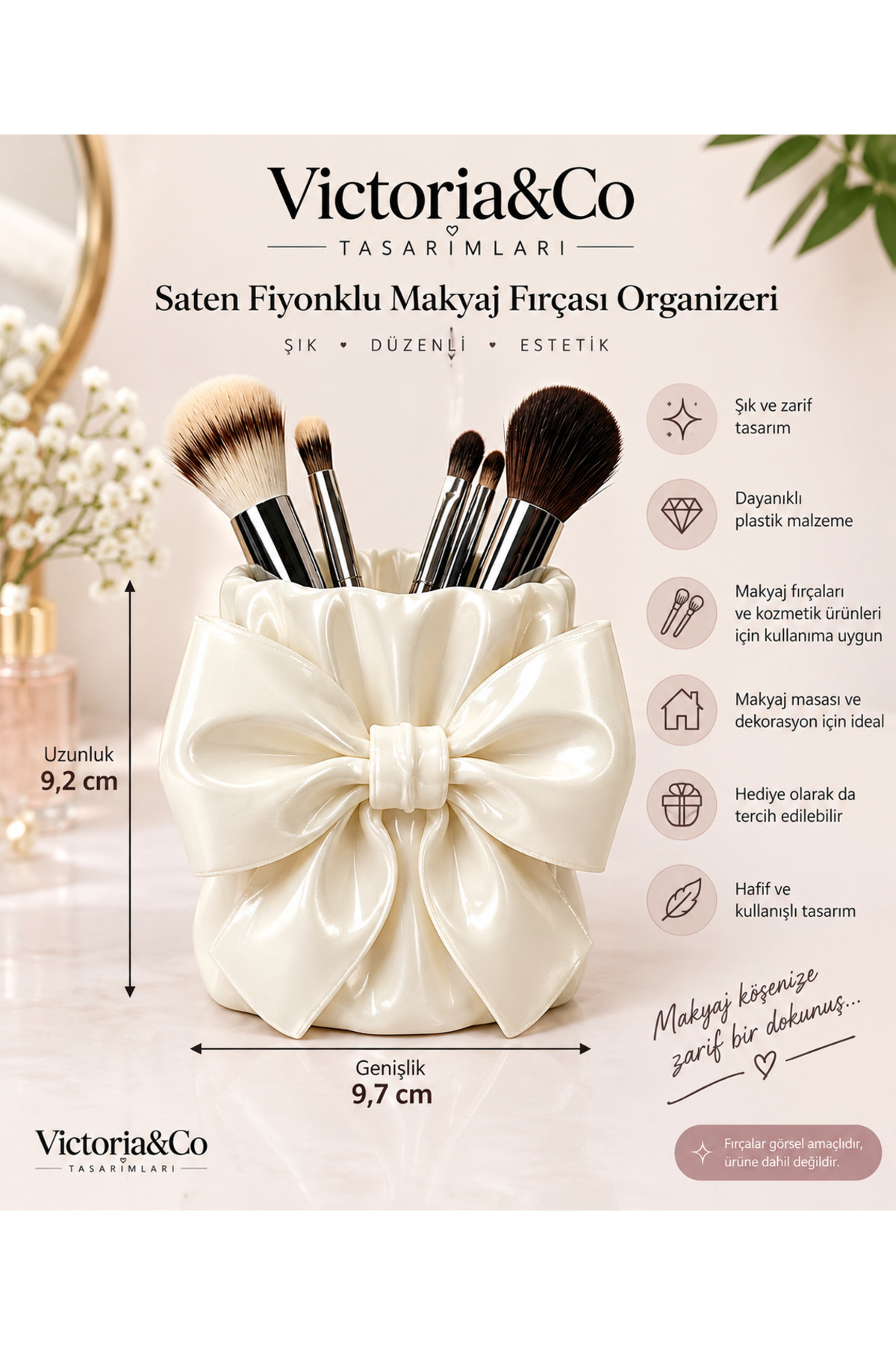 Fiyonklu Makyaj Fırçası Organizeri – Kozmetik Standı 4
