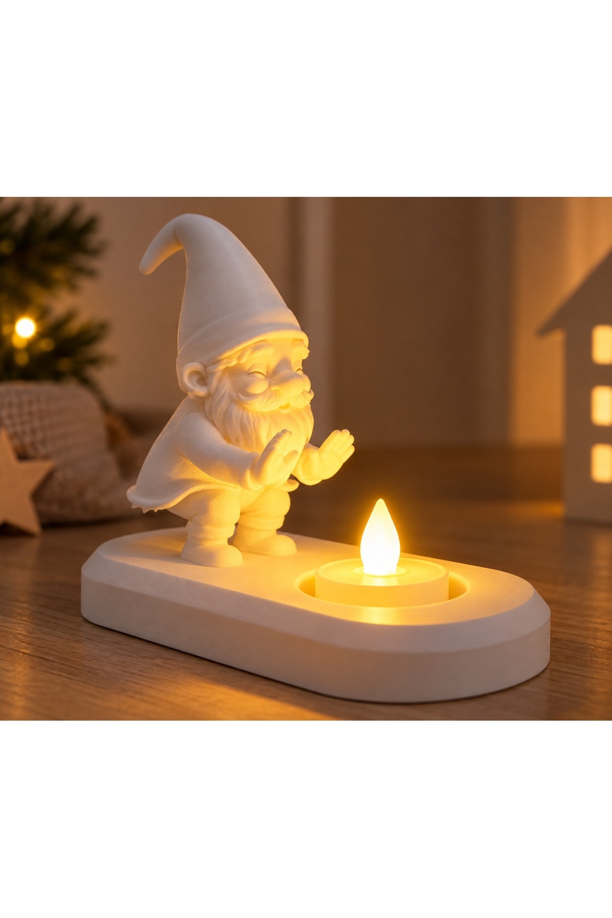 Dekoratif Noel Cücesi LED Mumluk – 3D PLA Baskı, Pilli Tealight Mum Hediyeli 2