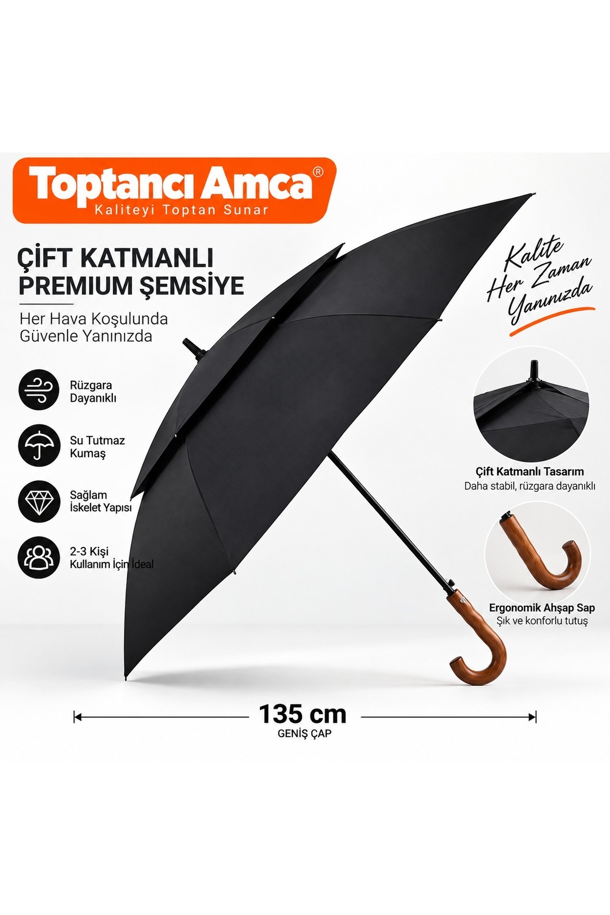 Geniş Protokol Şemsiye arayanlara kısa süreli bu fiyata 135 cm çaplı çift katlı 1