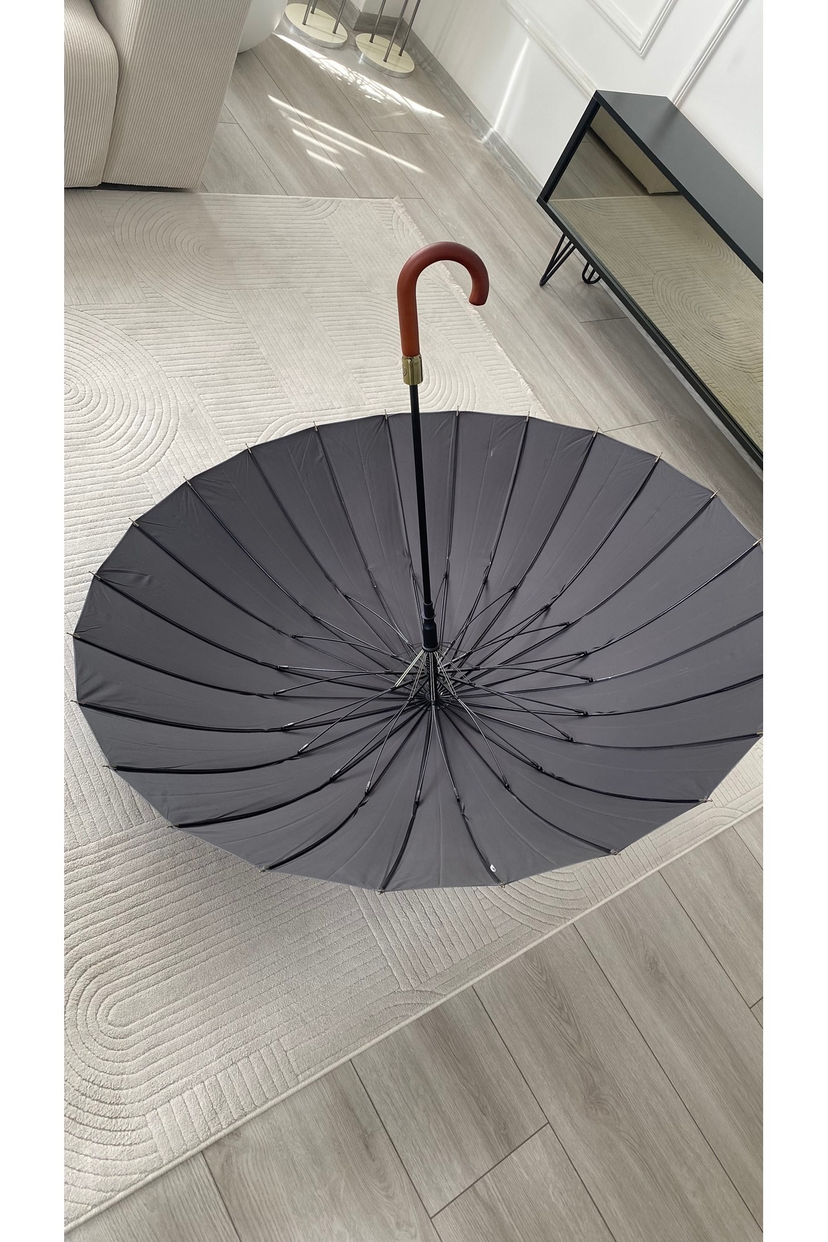 Füme Çoban Şemsiye Fiber Telli güçlendirilmiş ters dönmez 115 cm çaplı 3