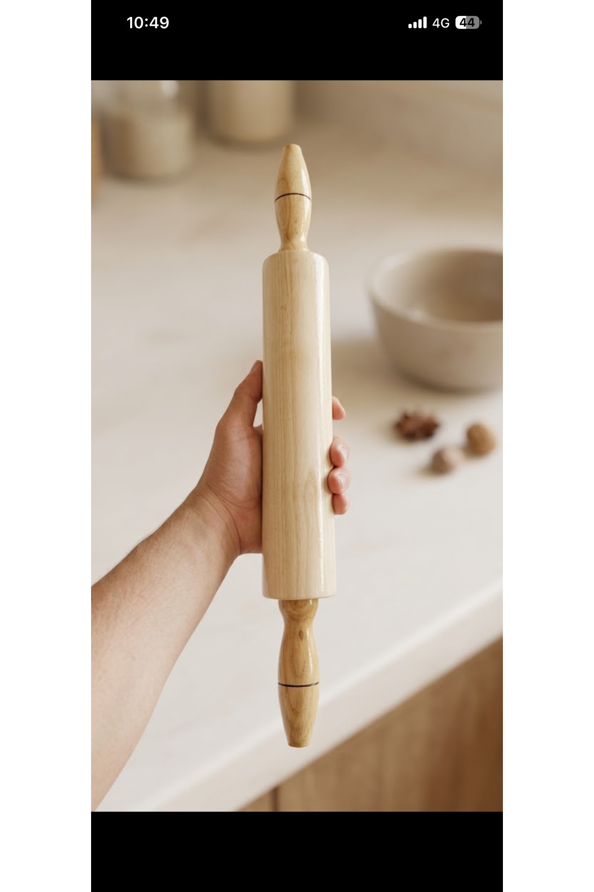 Döner Mekanizmalı Ahşap Merdane 46 cm - Ergonomik Bilyalı Hamur Açma Merdanesi Prof 2