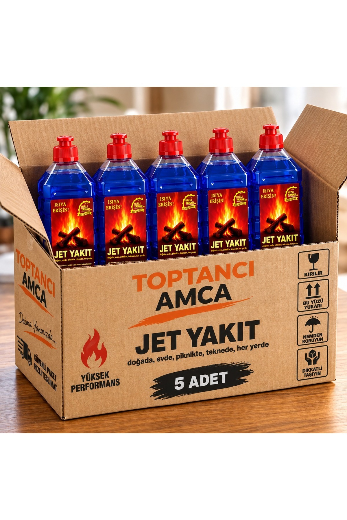 Jet Yakıt 1 Litre 5'li Paket Mangal ve Kamp Yakıtı Hızlı Yanma Yakıtı Reşo Garantili 2