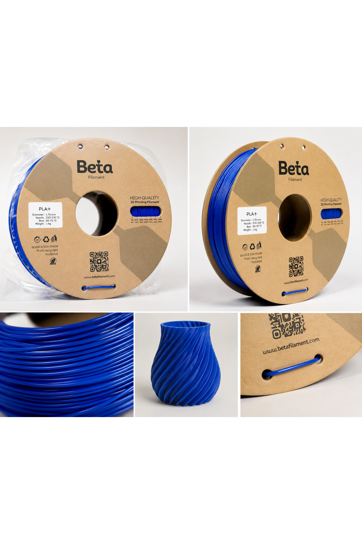 Filament PLA+ 1.75 mm 1 KG Mavi 3D Yazıcı Filamenti – Yüksek Kaliteli 3D Baskı Filamenti