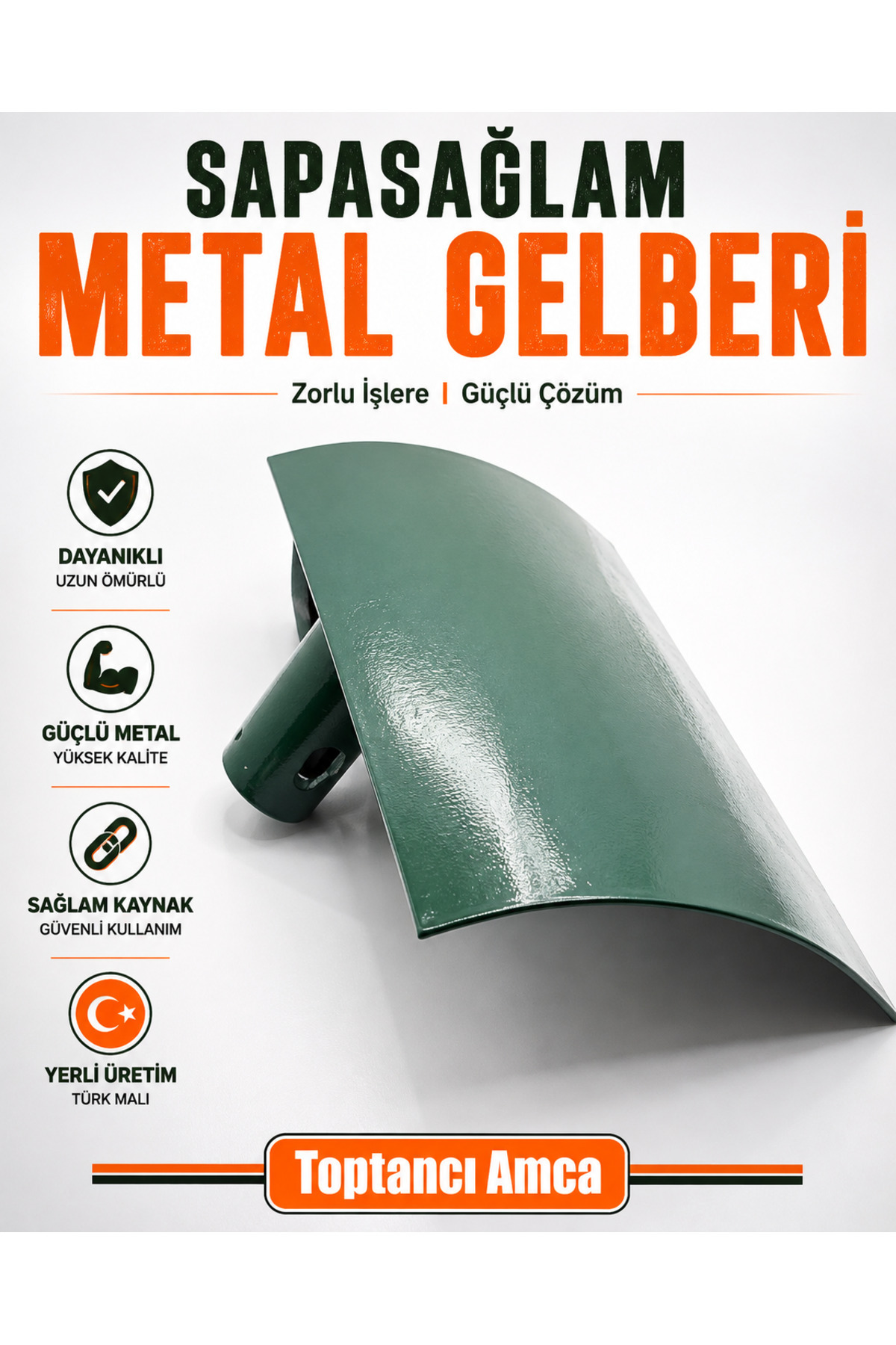 Sapasağlam Metal Gelberi Sapsız Güçlü Metal Tarım Bahçe Toprak Küreği 2