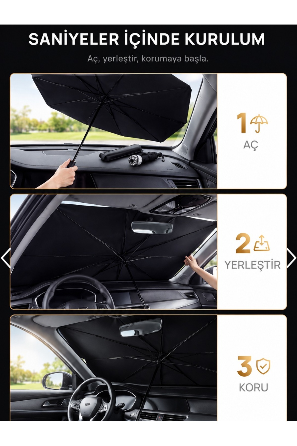 5 Parça Araç Acil Durum Seti 1 Kg Yangın Tüpü (4 Yıl Ömürlü) + Araç Güneş Şemsiyesi Kılıflı + Zoomlu El Feneri + Pense + Tornavida Seti 5