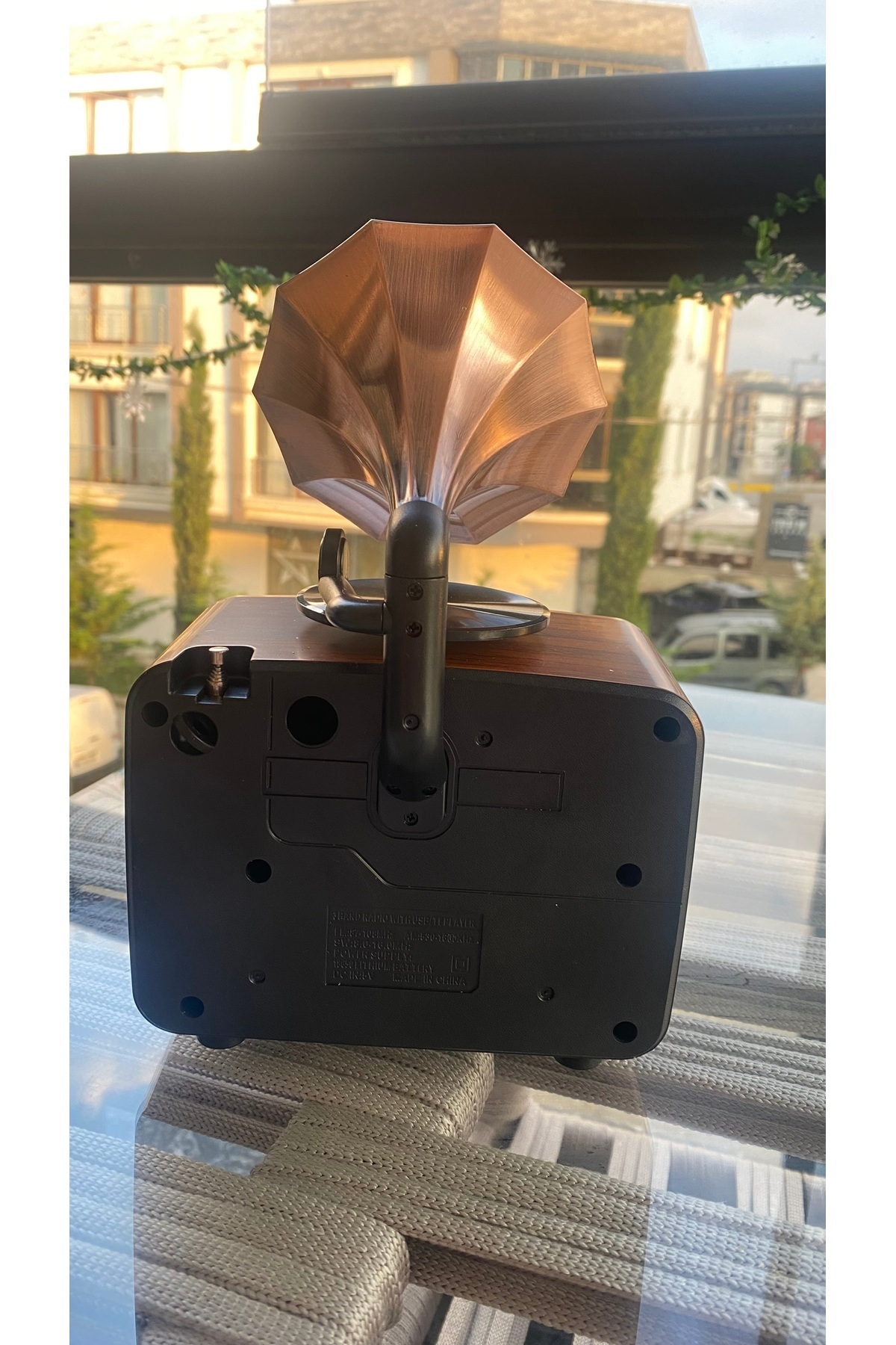 Retro Gramofonlu Bluetooth Radyo USB TF Kart FM AM AUX Girişli Nostaljik Müzik Seti 4
