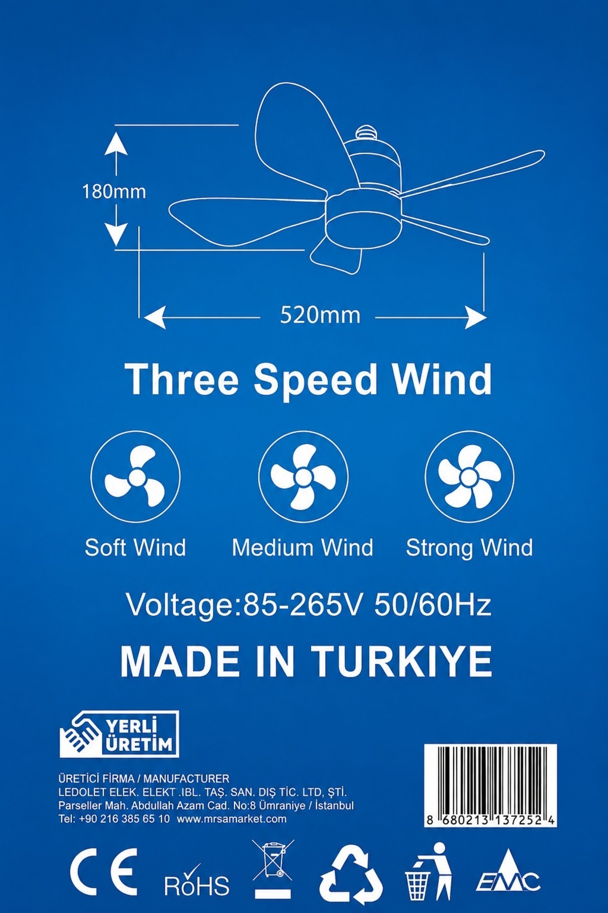 Eco Fan Light 3'ü 1 Arada Tavan Vantilatörü LED Ampul Sivrisinek Kovar 15W 20 İnç Kumandalı 5