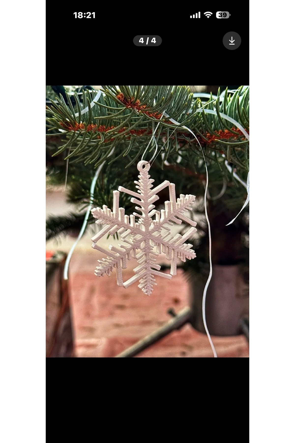 3D Baskı Kar Tanesi Yılbaşı Ağaç Süsü 10’lu Set | Noel Ağacı Asma Dekor Süsü Beyaz 2