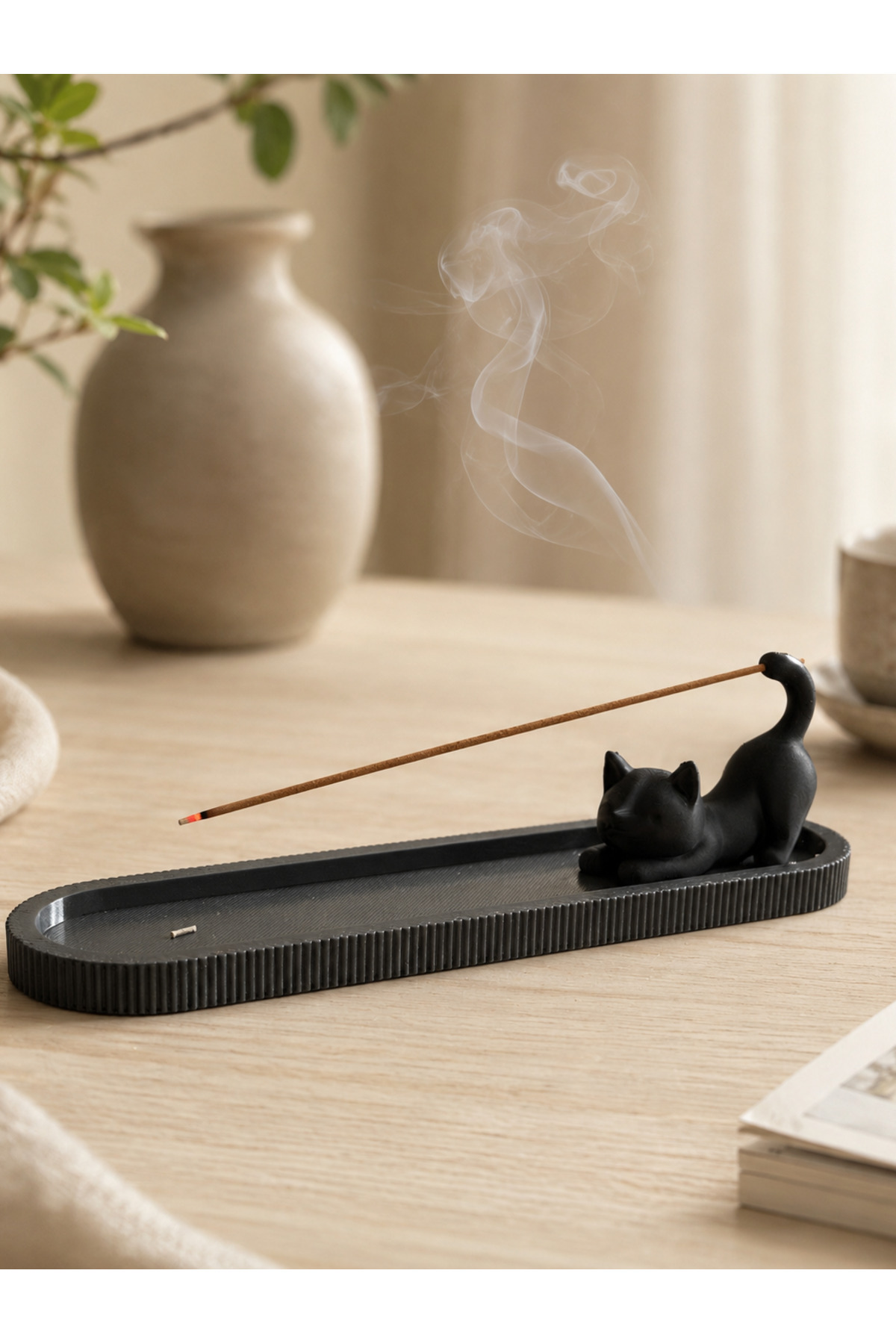 Kedi Figürlü Tütsülük – Dekoratif Tütsü Tutucu | Modern Ev Dekoru pla baskı 2
