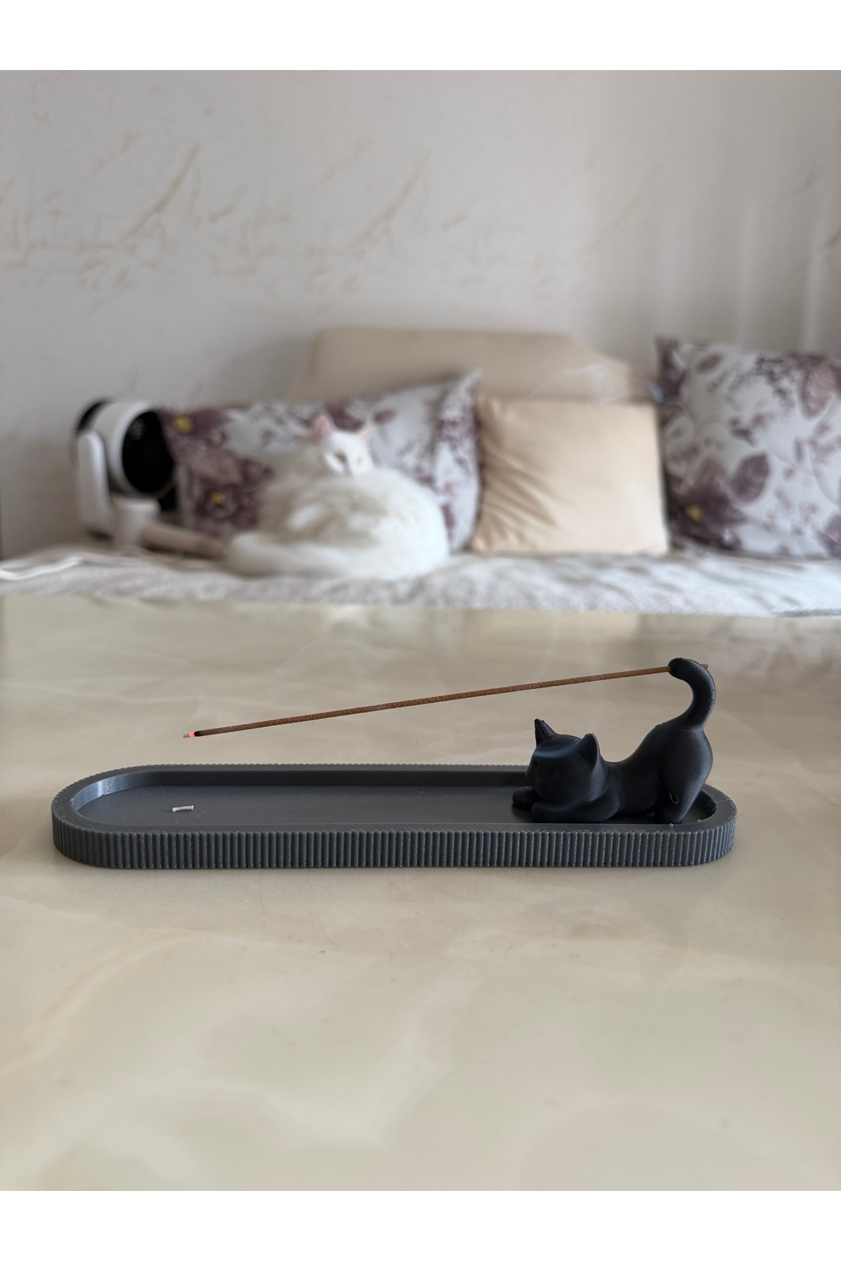 Kedi Figürlü Tütsülük – Dekoratif Tütsü Tutucu | Modern Ev Dekoru pla baskı 3