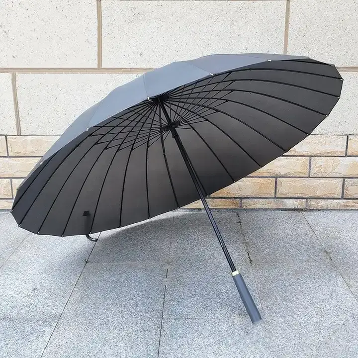 24 Telli Japon Şemsiyesi Deri Bastonlu Askı Kılıflı Samuray Şemsiye 115 cm Çaplı Haki 4