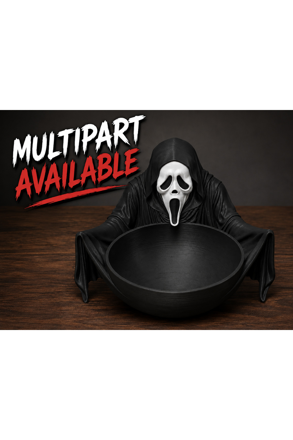 Çığlık Maskeli Korku Figürlü Dekoratif Kase – 3D Baskı PLA Siyah Halloween Şekerlik ve Masaüstü Organizer 2