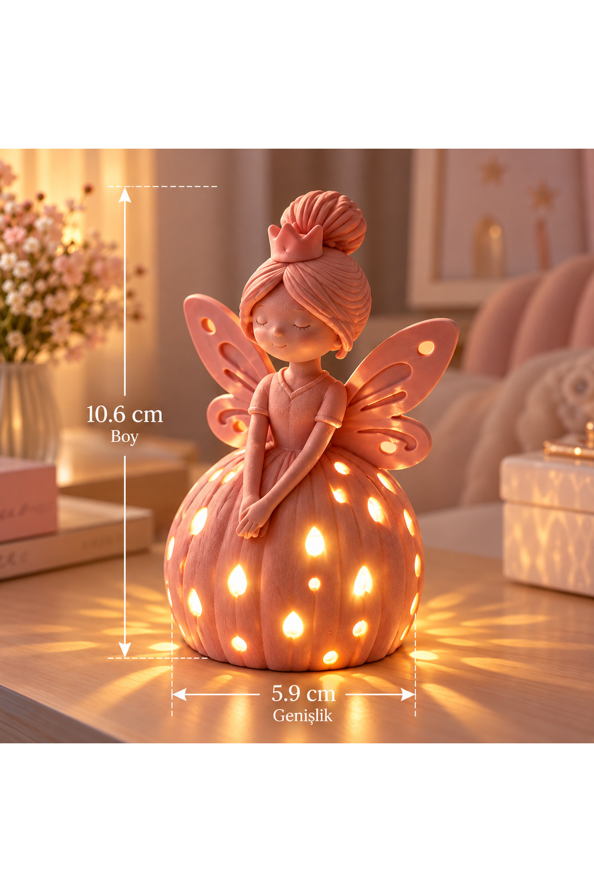 Peri Kız Figürlü Işıklı Dekoratif Gece Lambası – 3D PLA BASKI DAYANIKLI MALZEME 2