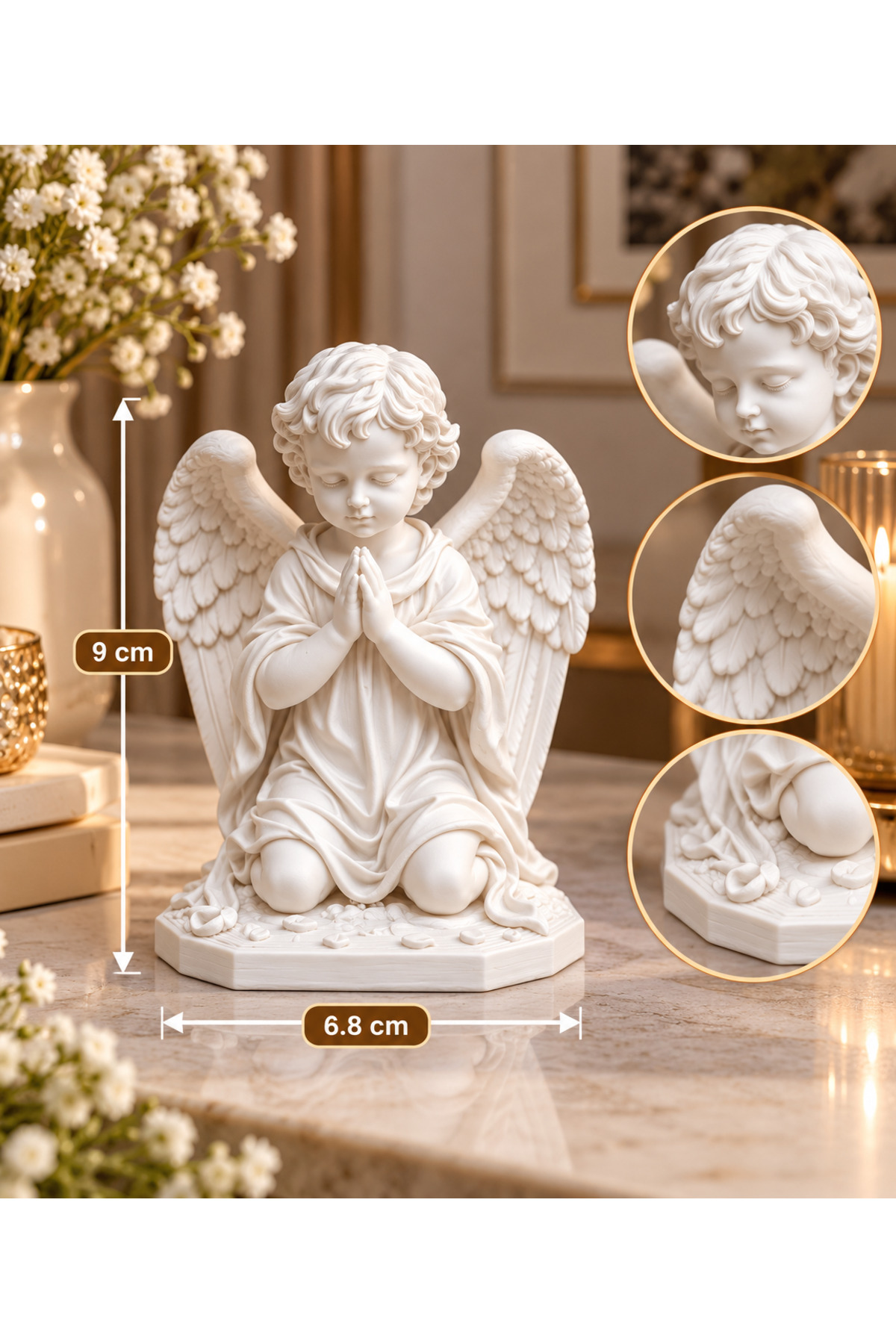 Dua Eden Melek Figürlü Dekoratif Heykel – 3D PLA BASKI DAYANIKLI MALZEME 3